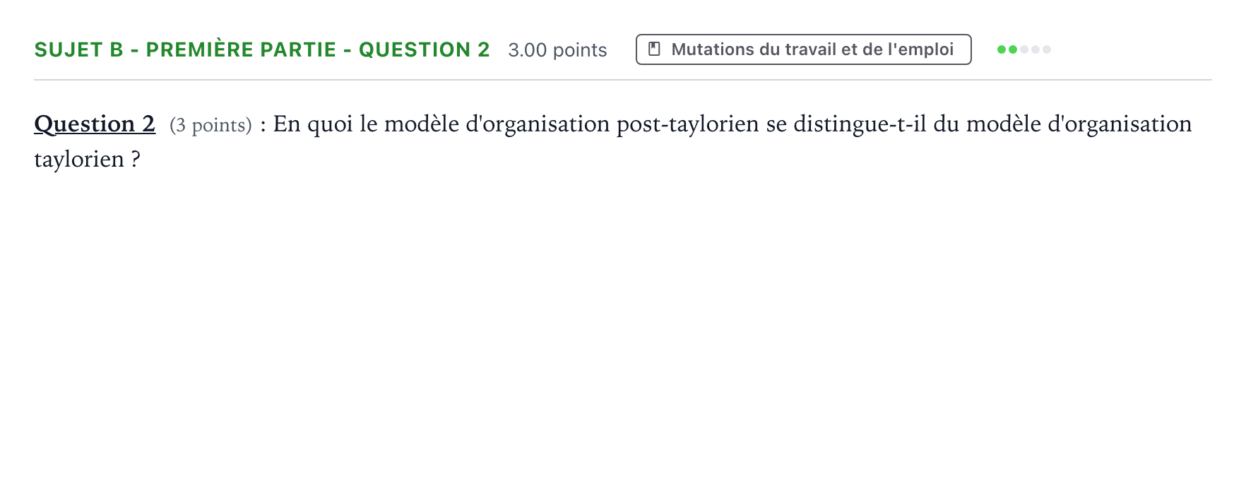 Énoncé: Sujet B - Première partie - Question 2 · Bac Sciences Économiques et Sociales Mayotte-Liban 2022 (jour 1)