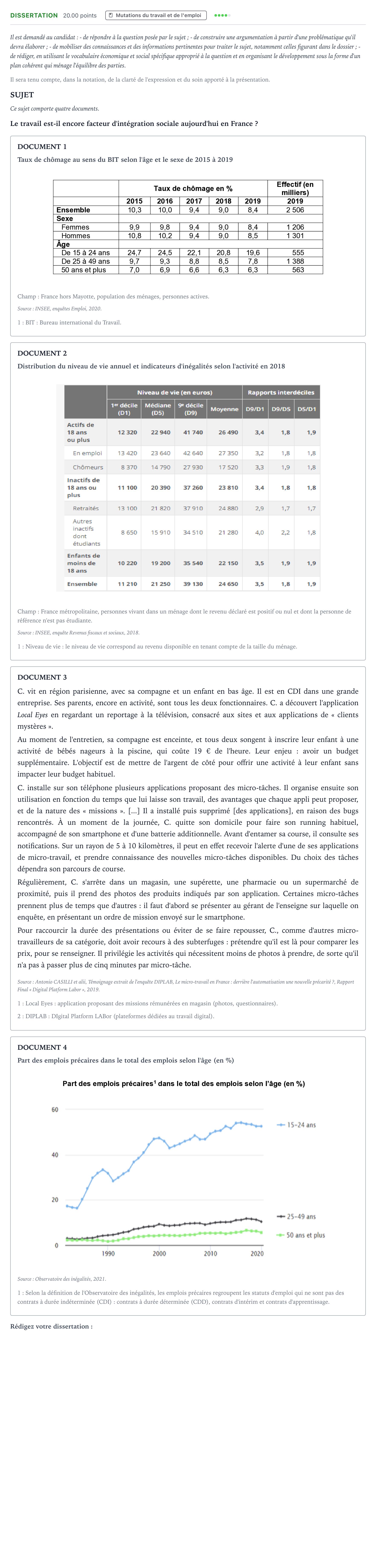 Énoncé: Dissertation · Bac Sciences Économiques et Sociales Mayotte-Liban 2022 (jour 2)