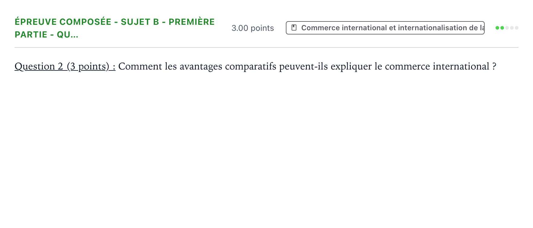 Énoncé: Épreuve composée - Sujet B - Première partie - Qu… · Bac Sciences Économiques et Sociales Mayotte-Liban 2022 (jour 2)