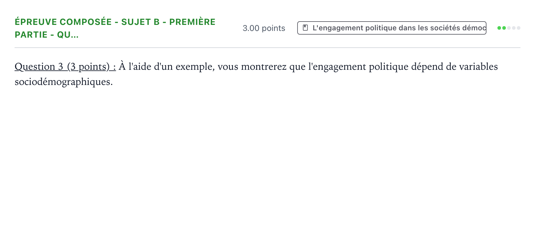 Énoncé: Épreuve composée - Sujet B - Première partie - Qu… · Bac Sciences Économiques et Sociales Mayotte-Liban 2022 (jour 2)