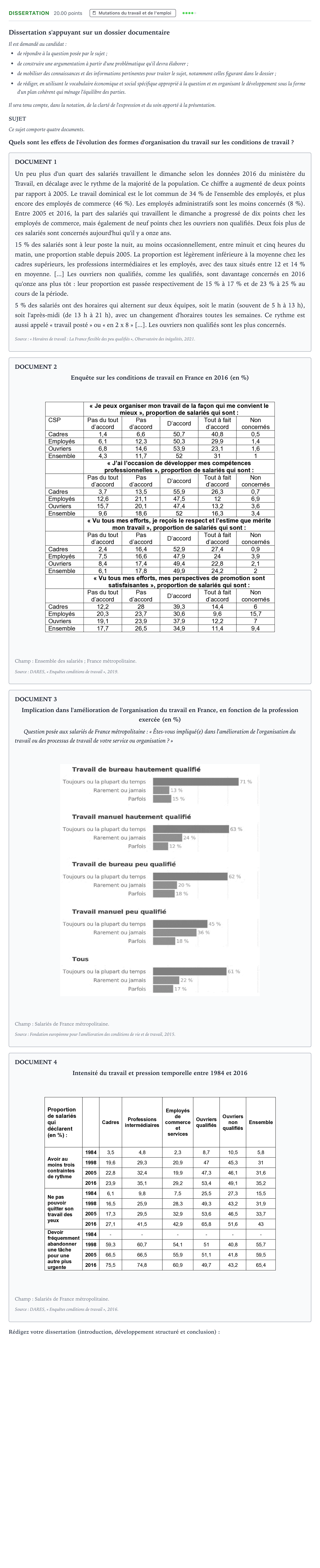 Énoncé: Dissertation · Bac Sciences Économiques et Sociales Métropole 1 remplacement 2022