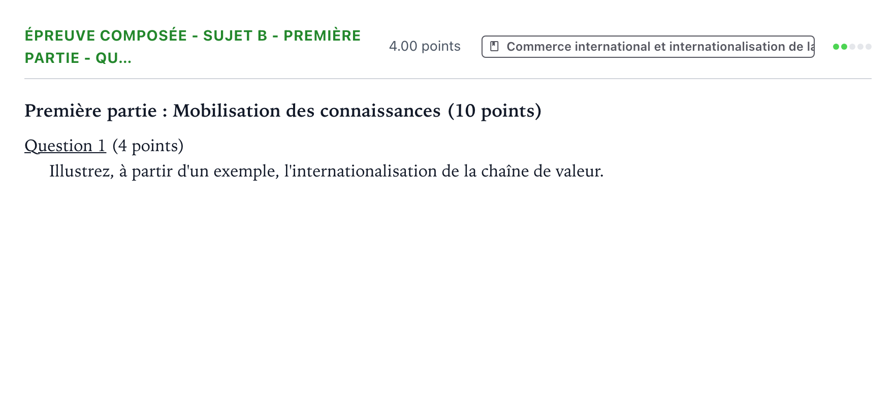 Énoncé: Épreuve composée - Sujet B - Première partie - Qu… · Bac Sciences Économiques et Sociales Métropole 1 remplacement 2022