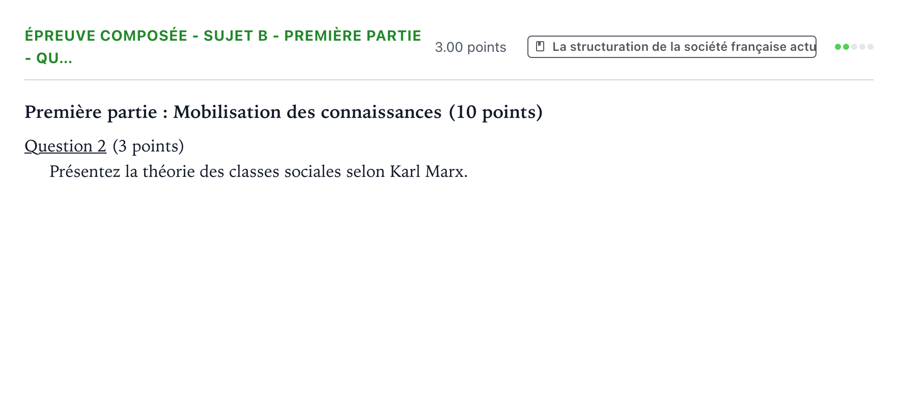 Énoncé: Épreuve composée - Sujet B - Première partie - Qu… · Bac Sciences Économiques et Sociales Métropole 1 remplacement 2022