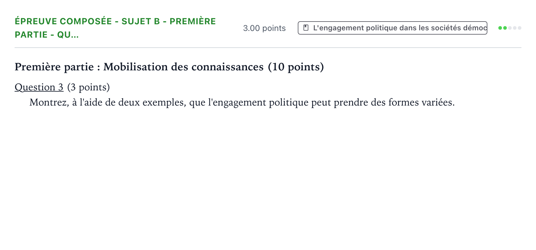 Énoncé: Épreuve composée - Sujet B - Première partie - Qu… · Bac Sciences Économiques et Sociales Métropole 1 remplacement 2022