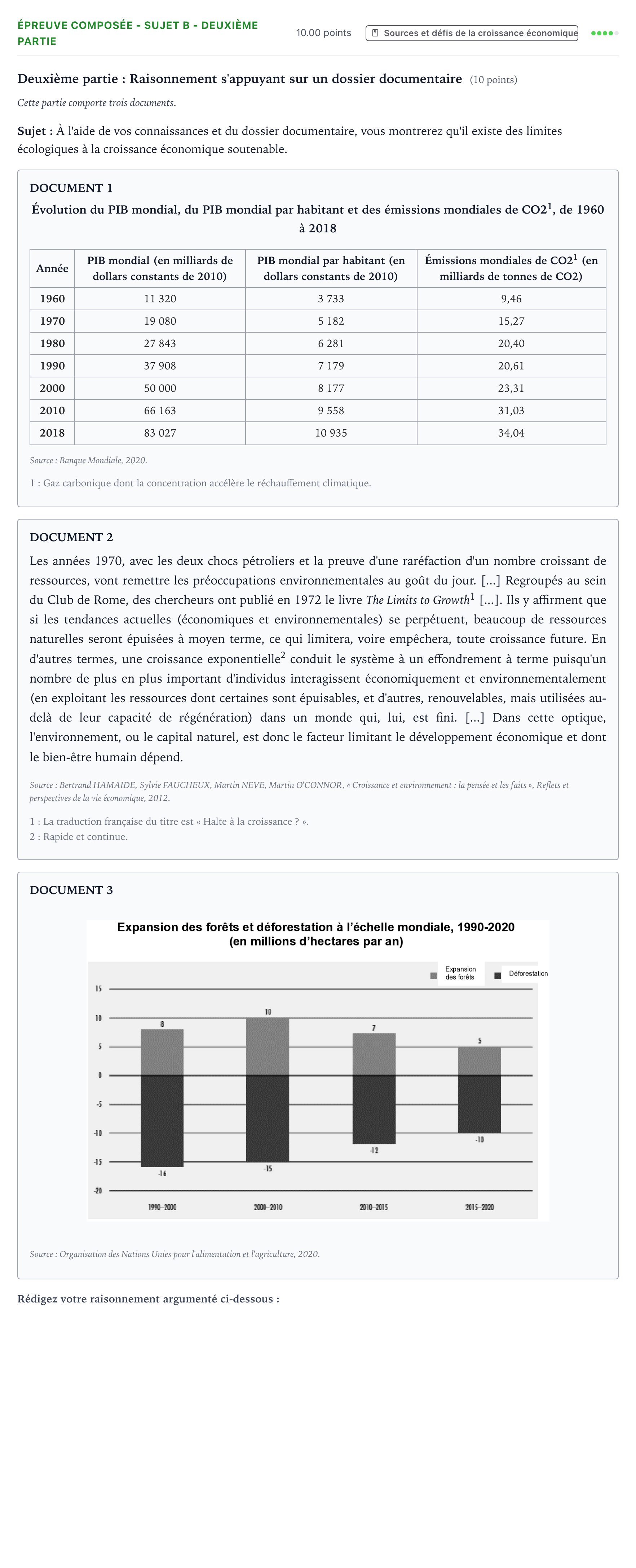 Énoncé: Épreuve composée - Sujet B - Deuxième partie · Bac Sciences Économiques et Sociales Métropole 1 remplacement 2022