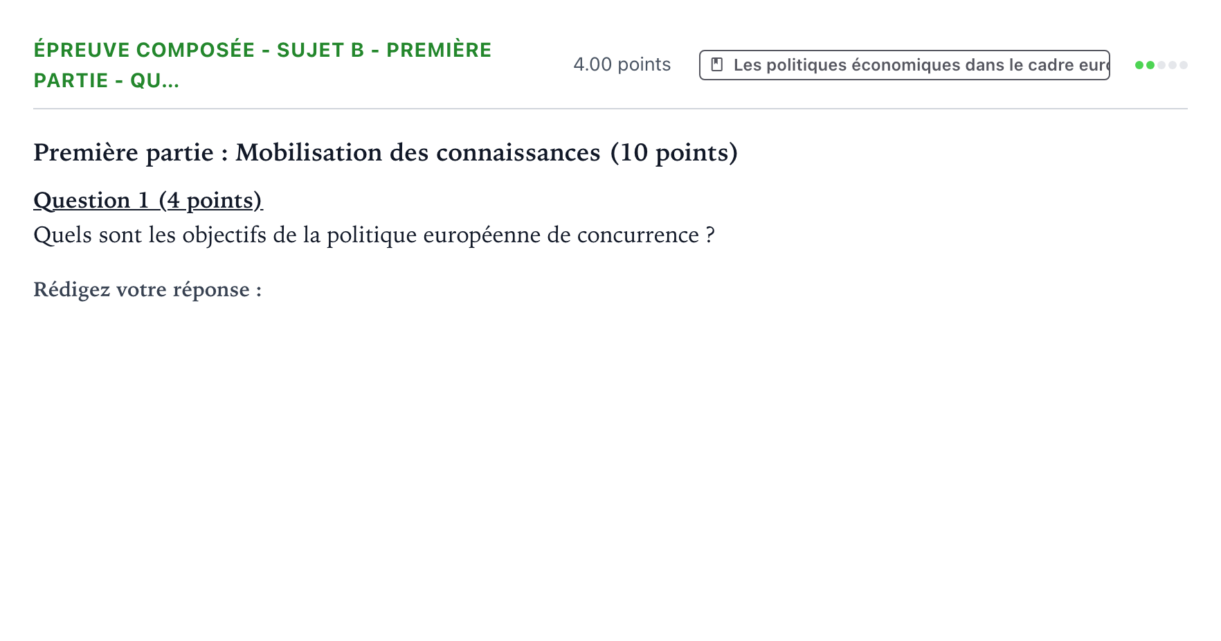 Énoncé: Épreuve composée - Sujet B - Première partie - Qu… · Bac Sciences Économiques et Sociales Métropole 2 remplacement 2022
