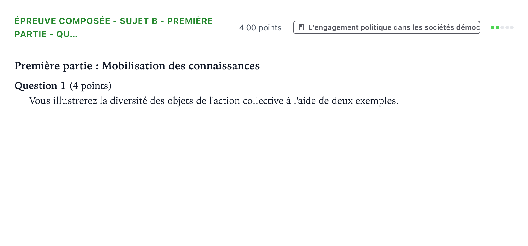 Énoncé: Épreuve composée - Sujet B - Première partie - Qu… · Bac Sciences Économiques et Sociales Nouvelle-Calédonie 2022 (jour 1)