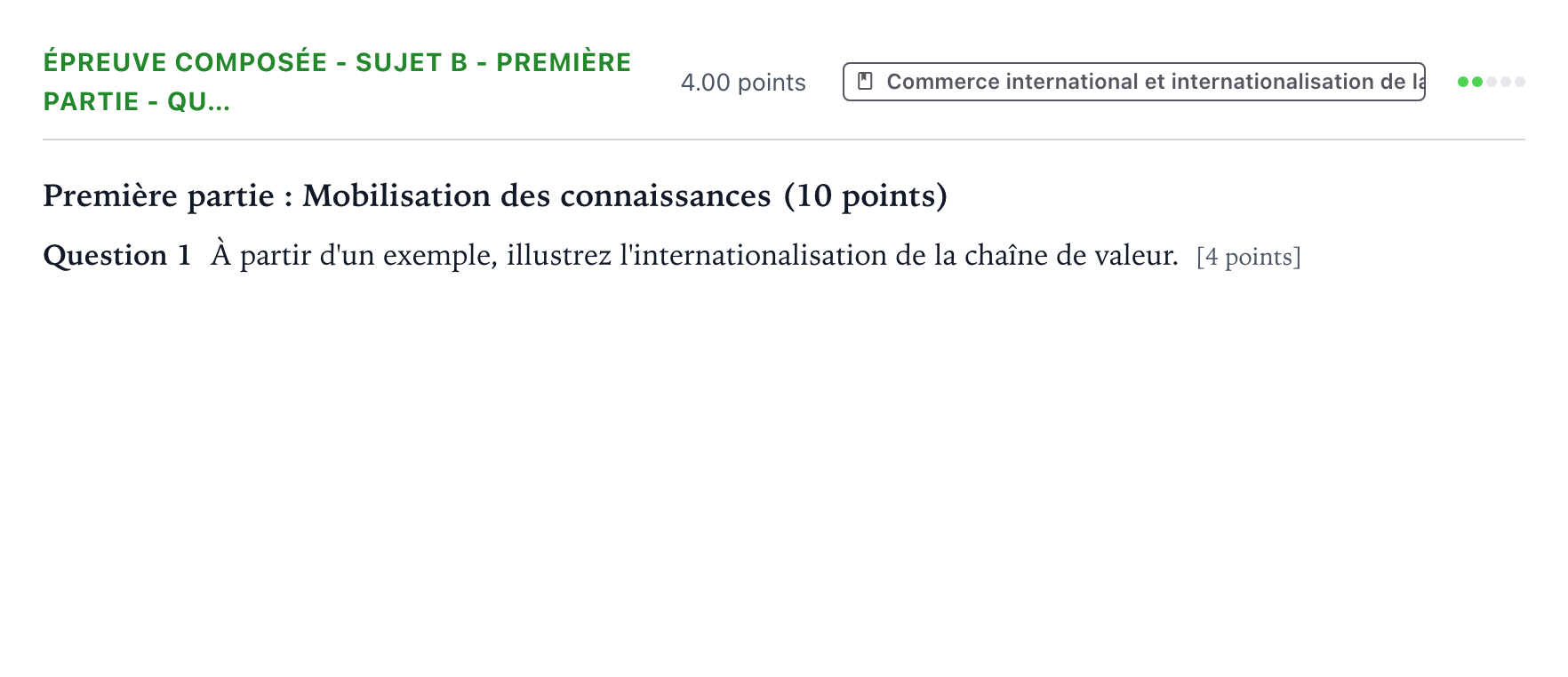 Énoncé: Épreuve composée - Sujet B - Première partie - Qu… · Bac Sciences Économiques et Sociales Nouvelle-Calédonie 2022 (jour 2)