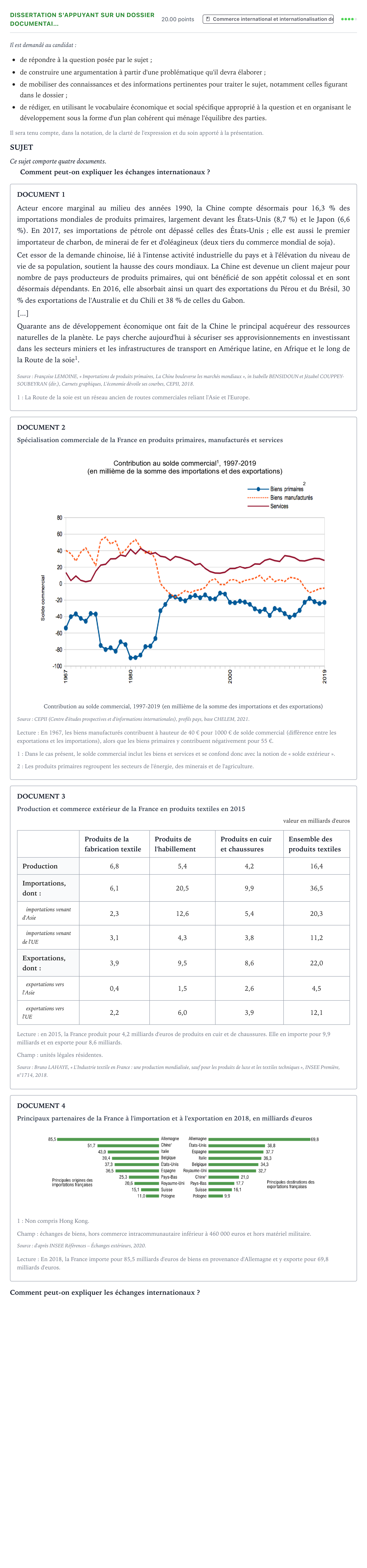 Énoncé: Dissertation s'appuyant sur un dossier documentai… · Bac Sciences Économiques et Sociales Polynésie 2022 (jour 1)