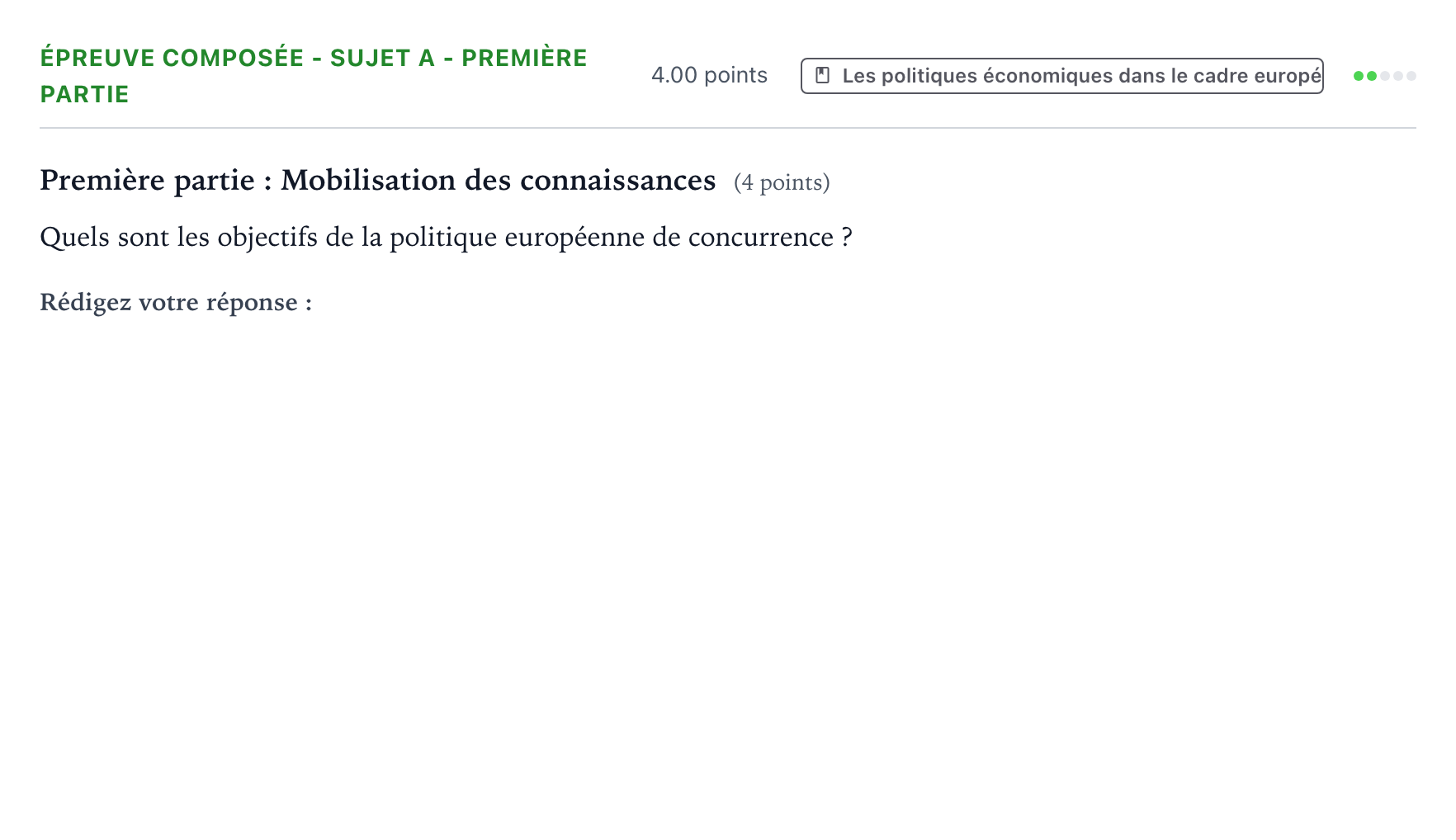 Énoncé: Épreuve composée - Sujet A - Première partie · Bac Sciences Économiques et Sociales Polynésie 2022 (jour 1)