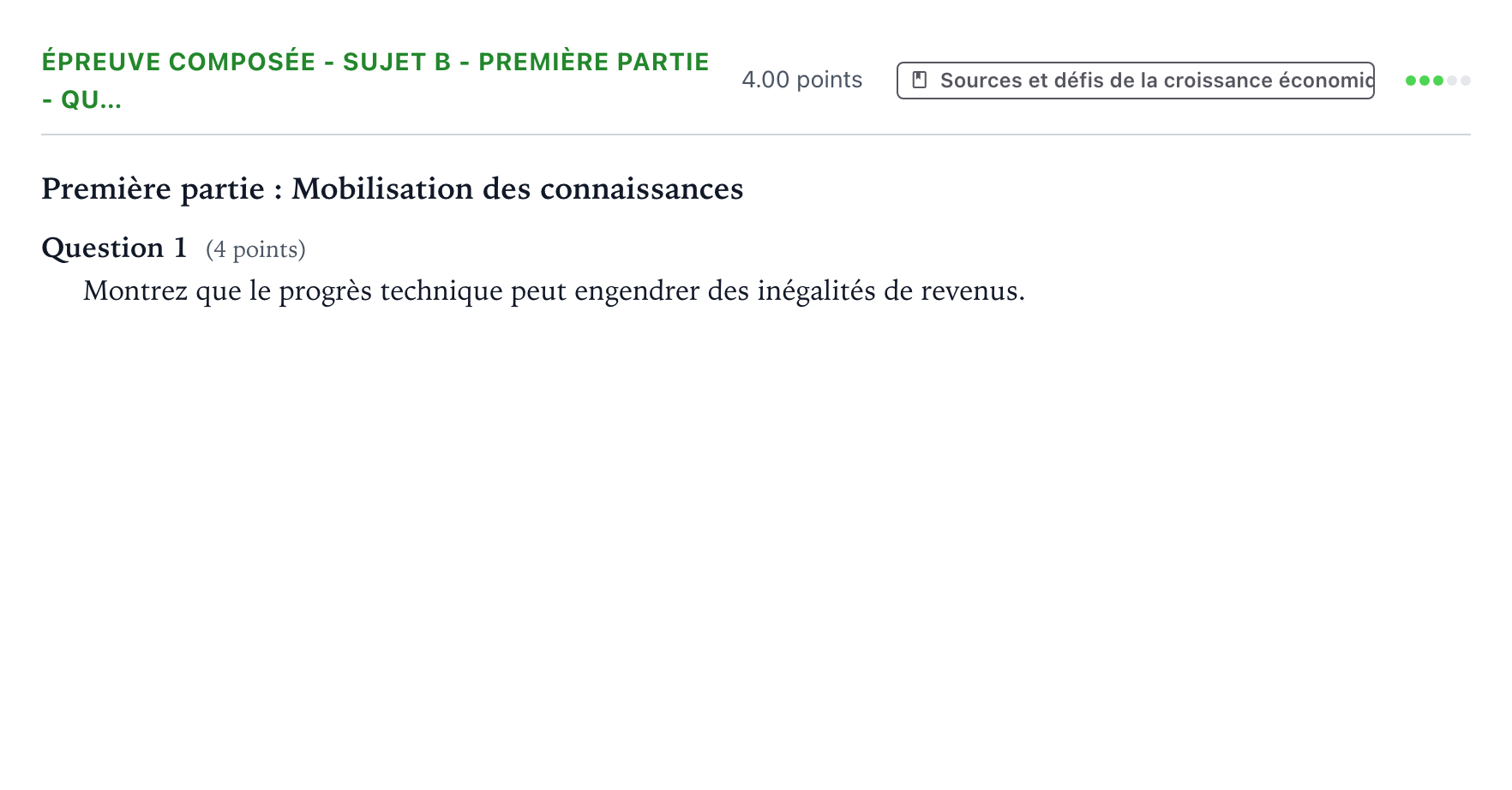 Énoncé: Épreuve composée - Sujet B - Première partie - Qu… · Bac Sciences Économiques et Sociales Polynésie 2022 (jour 1)
