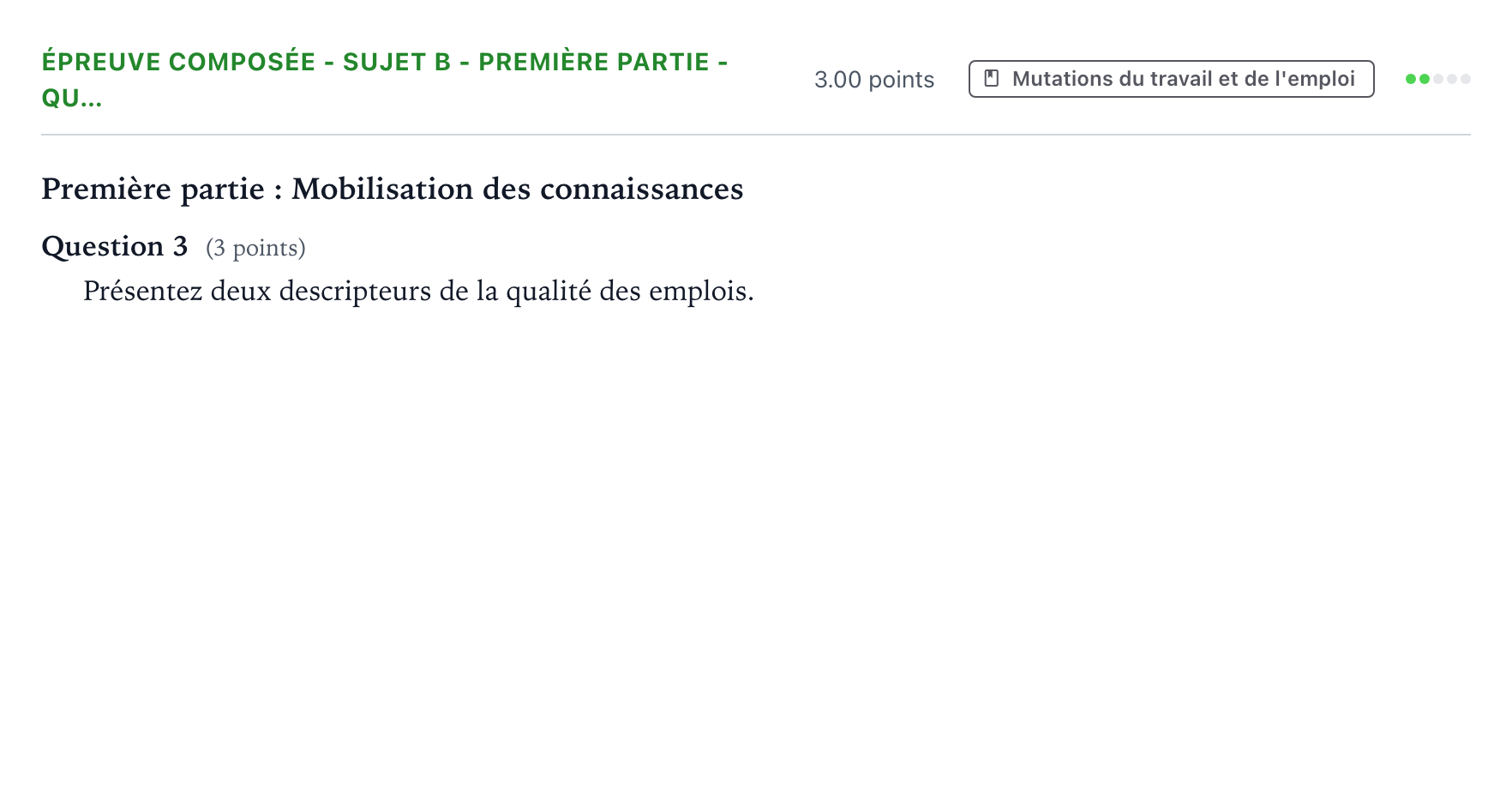 Énoncé: Épreuve composée - Sujet B - Première partie - Qu… · Bac Sciences Économiques et Sociales Polynésie 2022 (jour 1)