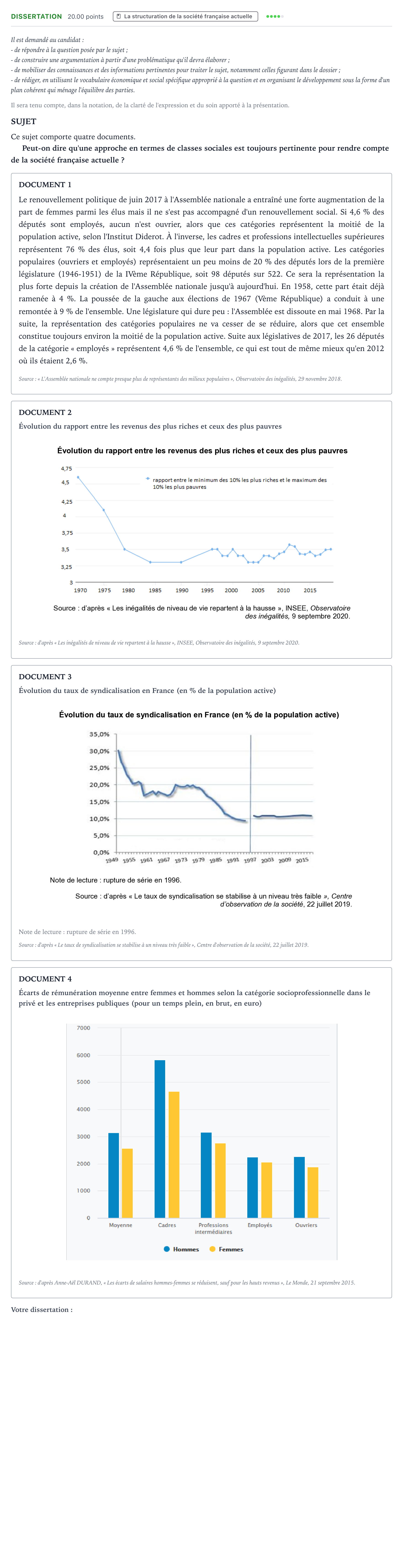 Énoncé: Dissertation · Bac Sciences Économiques et Sociales Polynésie 2022 (jour 2)