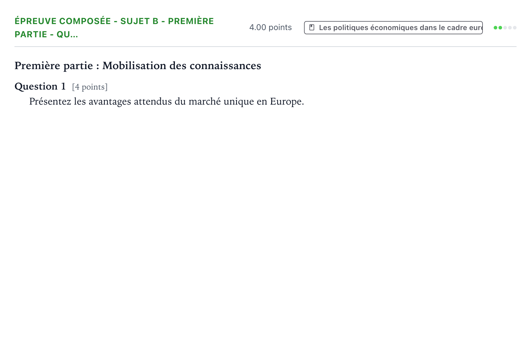 Énoncé: Épreuve composée - Sujet B - Première partie - Qu… · Bac Sciences Économiques et Sociales Polynésie 2022 (jour 2)