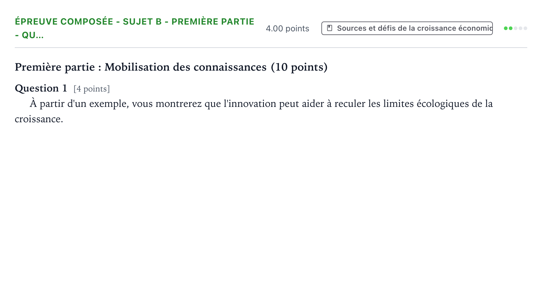Énoncé: Épreuve composée - Sujet B - Première partie - Qu… · Bac Sciences Économiques et Sociales Polynésie jour 2 - Remplacement 2022
