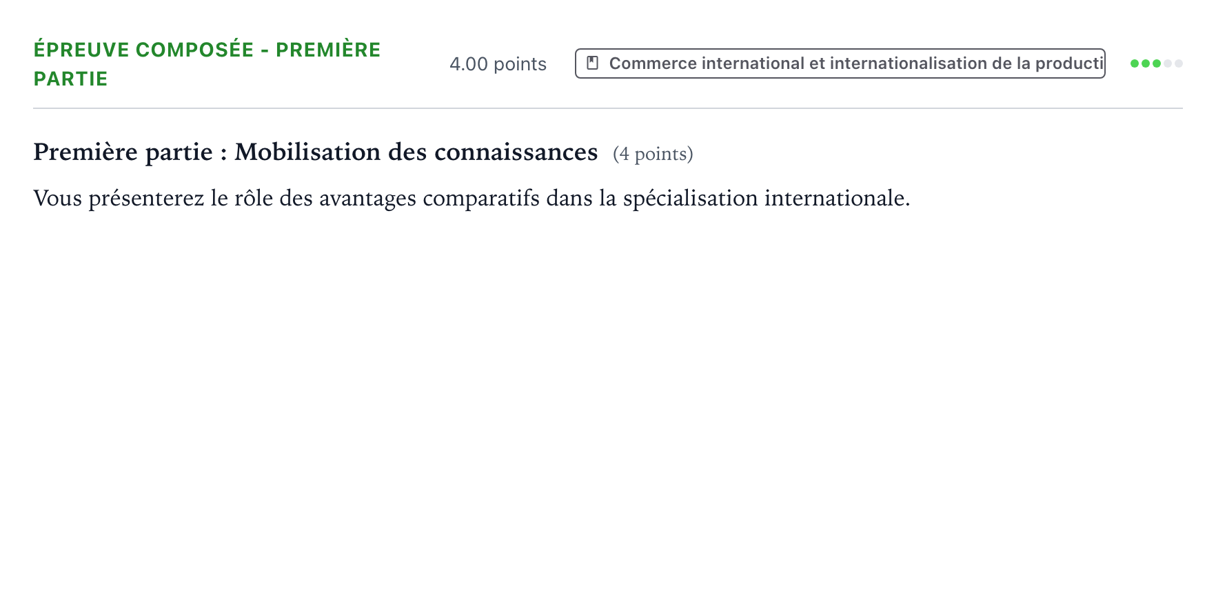 Énoncé: Épreuve composée - Première partie · Bac Sciences Économiques et Sociales Amérique du Nord 2023 (jour 1)