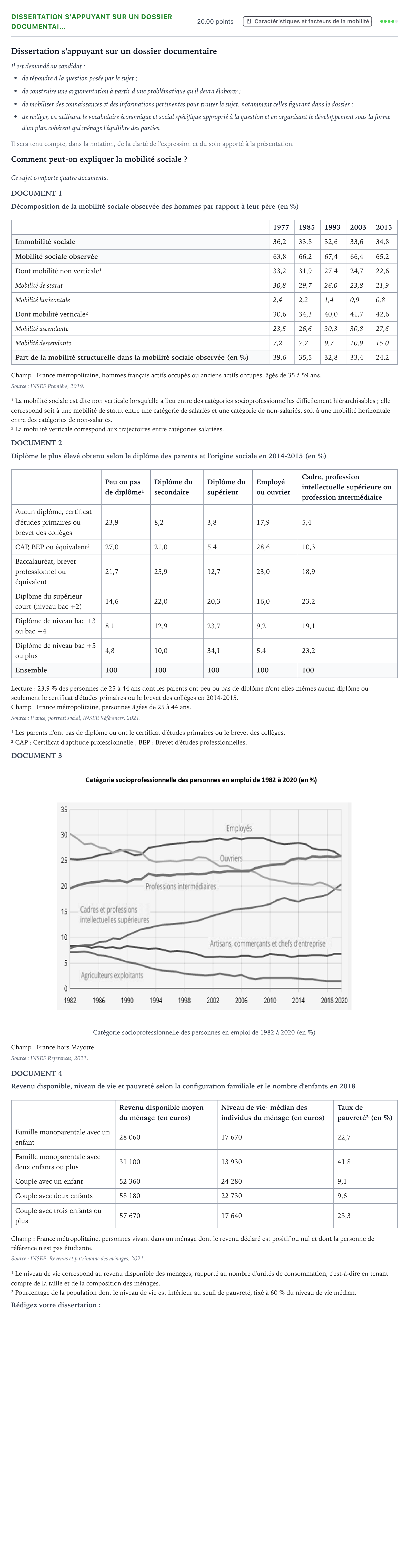 Énoncé: Dissertation s'appuyant sur un dossier documentai… · Bac Sciences Économiques et Sociales Amérique du Nord 2023 (jour 2)