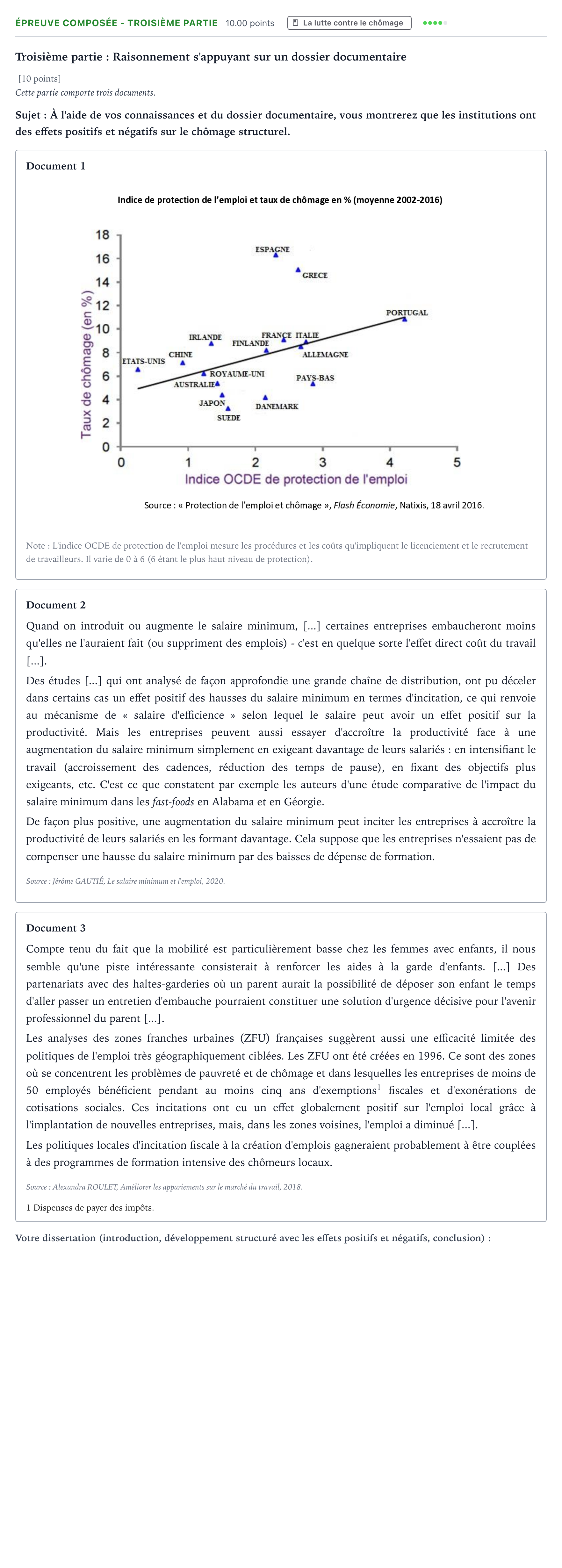 Énoncé: Épreuve composée - Troisième partie · Bac Sciences Économiques et Sociales Amérique du Nord 2023 (jour 2)