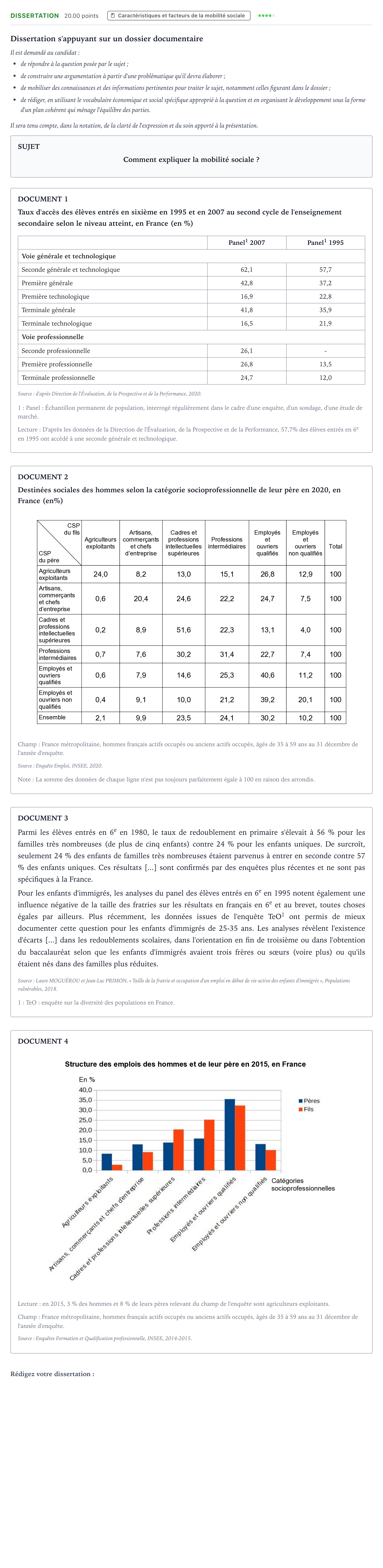 Énoncé: Dissertation · Bac Sciences Économiques et Sociales Amérique du Sud 2023 (jour 2)