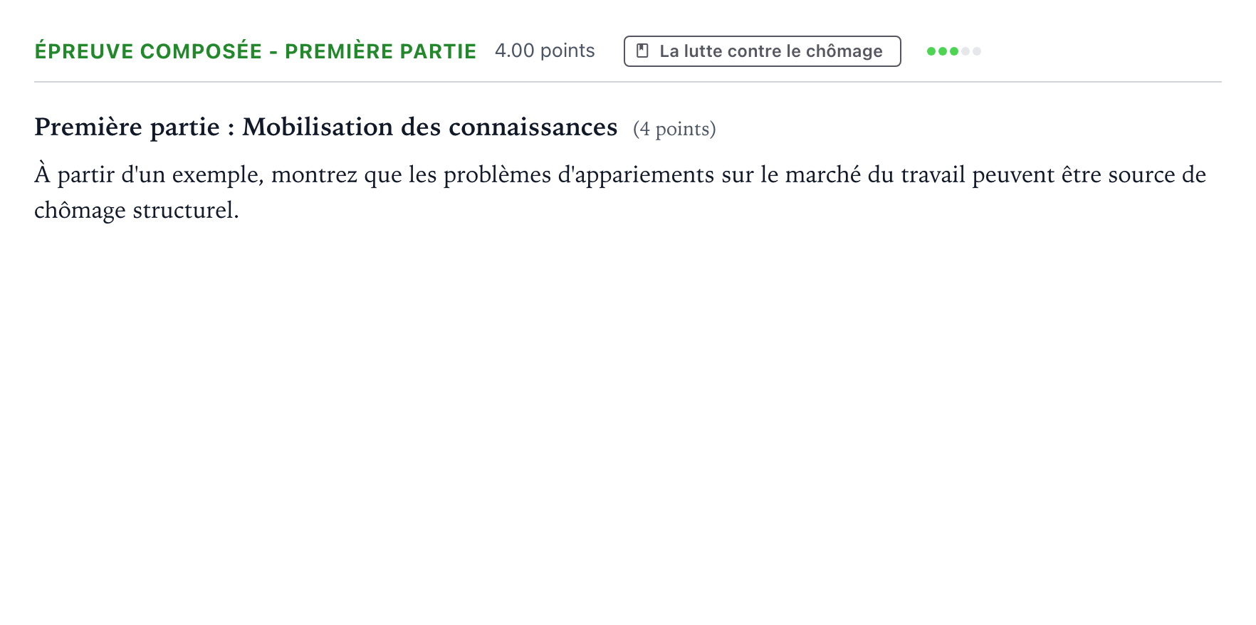 Énoncé: Épreuve composée - Première partie · Bac Sciences Économiques et Sociales Amérique du Sud 2023 (jour 2)