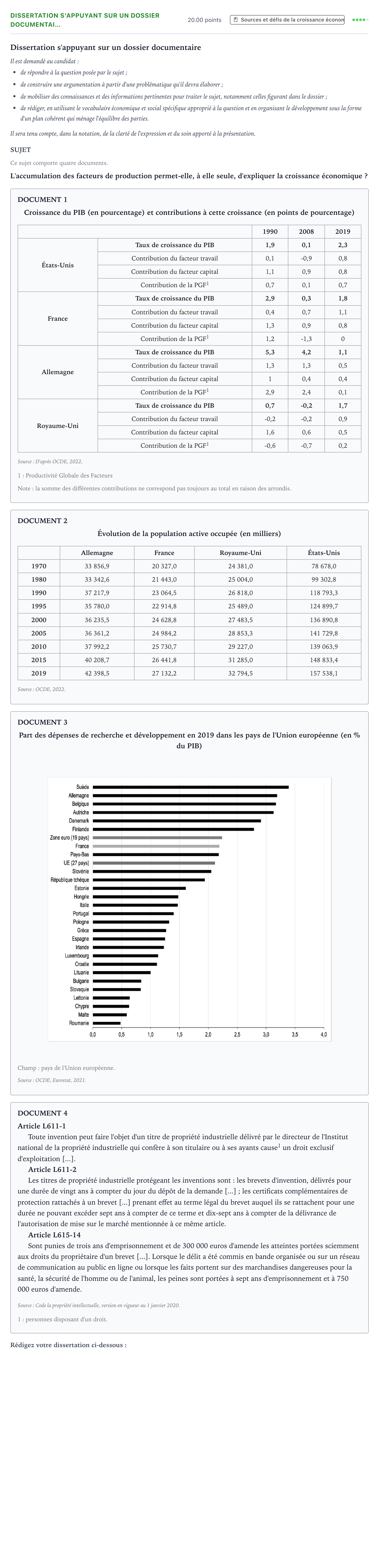 Énoncé: Dissertation s'appuyant sur un dossier documentai… · Bac Sciences Économiques et Sociales Asie 2023 (jour 1)