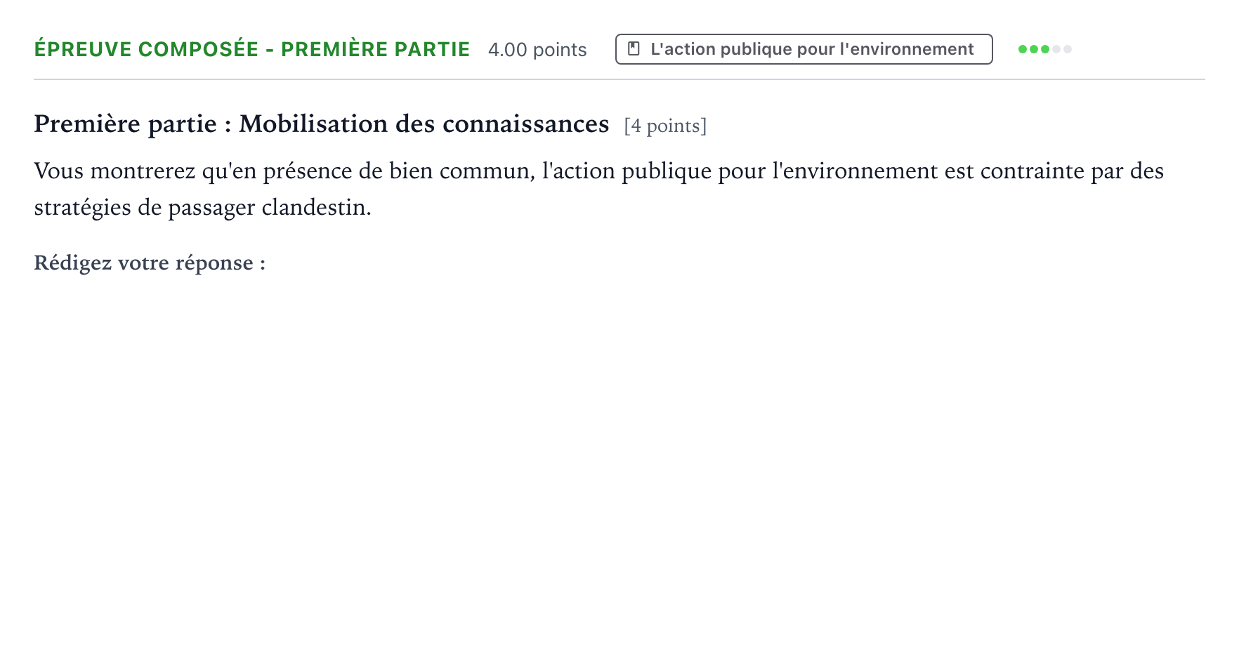 Énoncé: Épreuve composée - Première partie · Bac Sciences Économiques et Sociales Asie 2023 (jour 1)