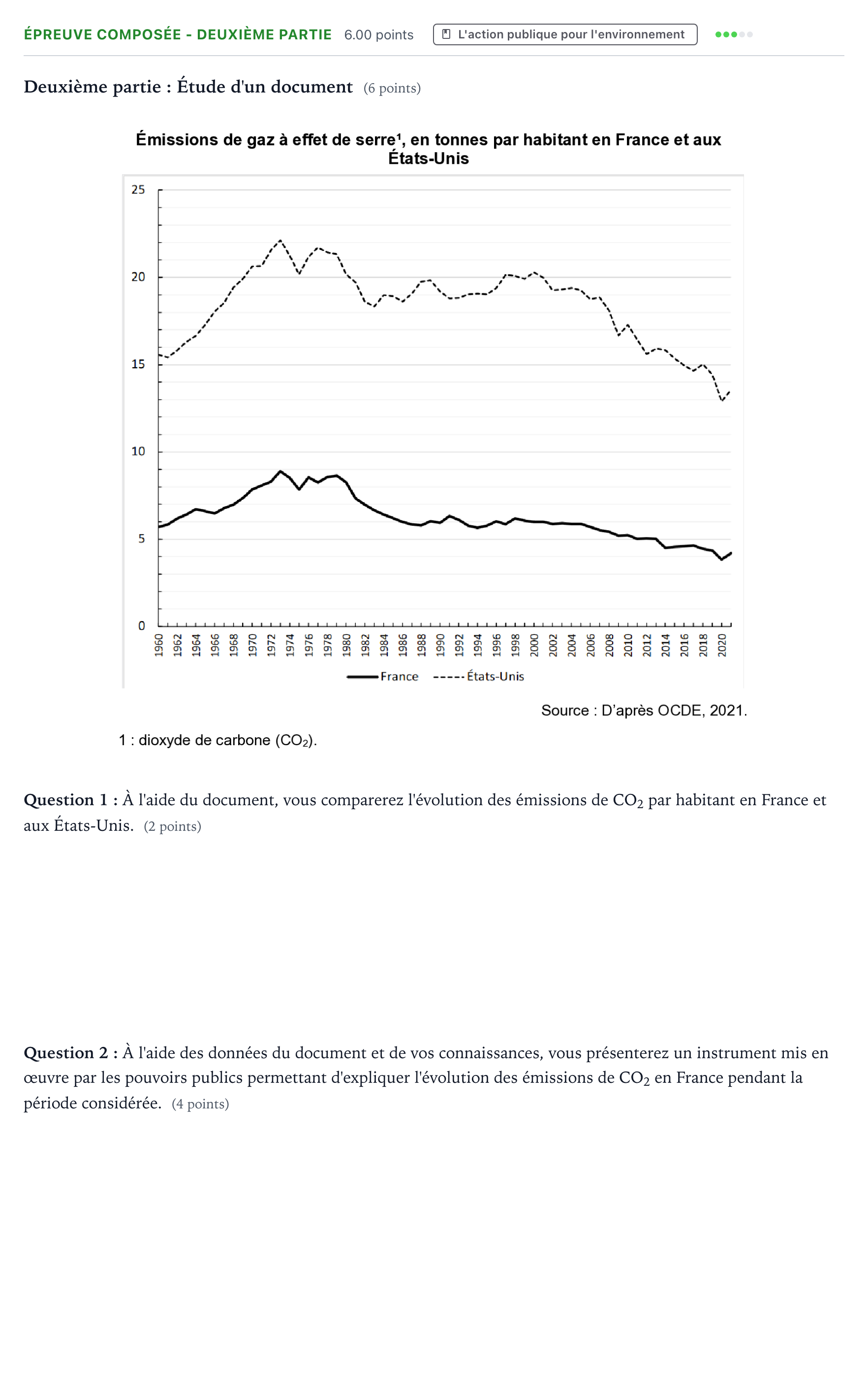 Énoncé: Épreuve composée - Deuxième partie · Bac Sciences Économiques et Sociales Asie 2023 (jour 2)