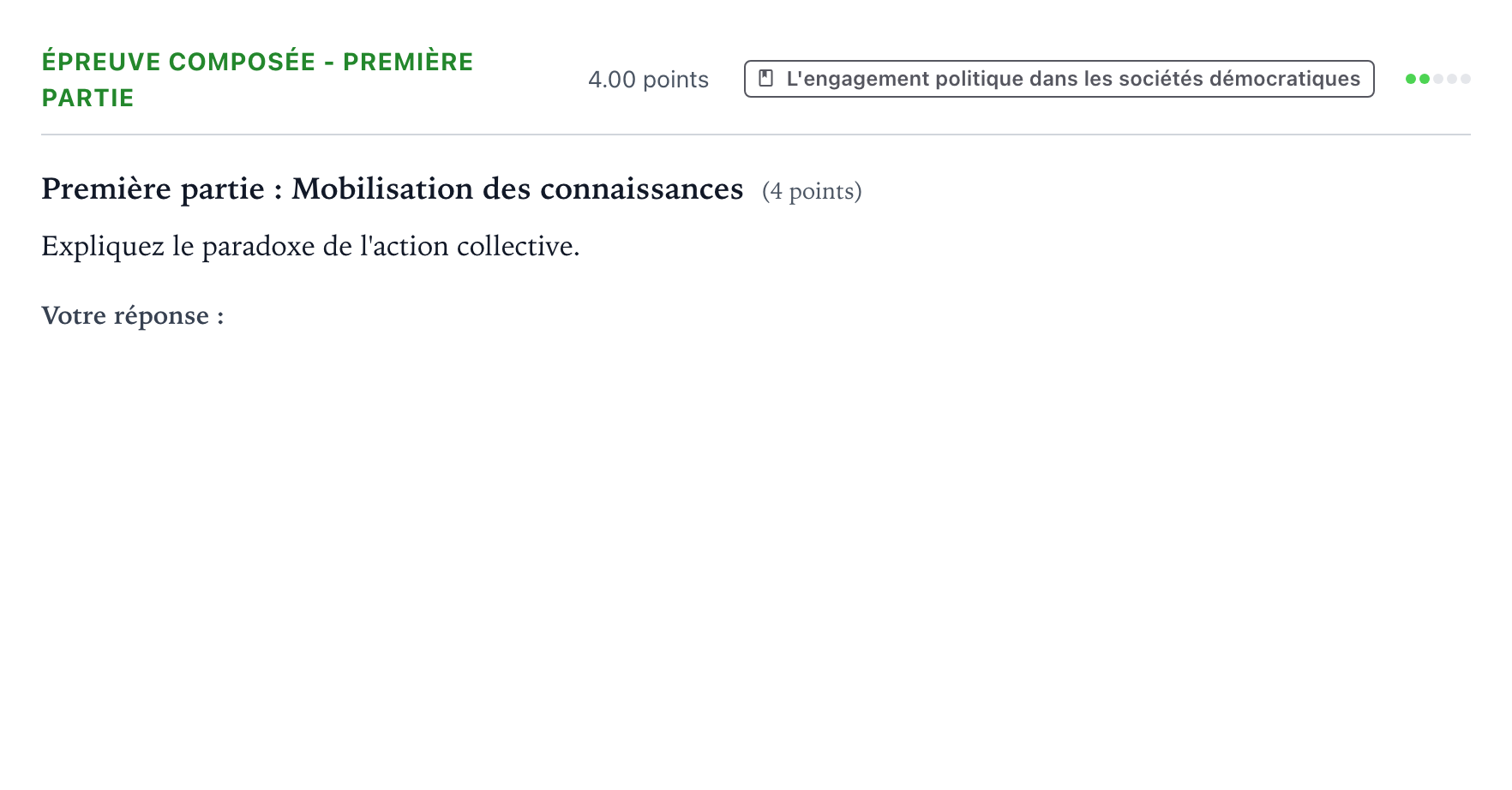 Énoncé: Épreuve composée - Première partie · Bac Sciences Économiques et Sociales Centres étrangers (Afrique) 2023 (jour 1)