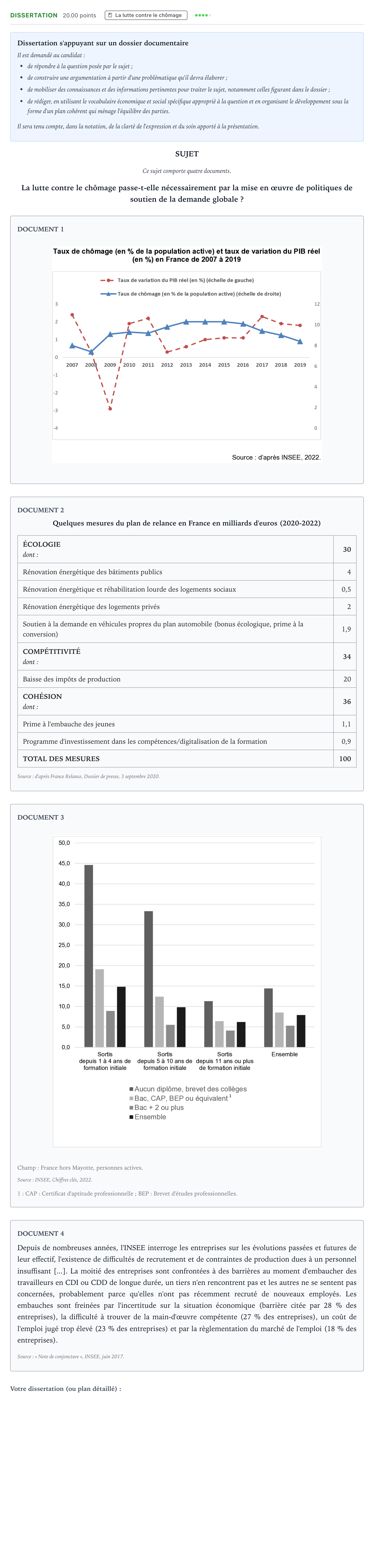 Énoncé: Dissertation · Bac Sciences Économiques et Sociales La Réunion 2023 (jour 1)
