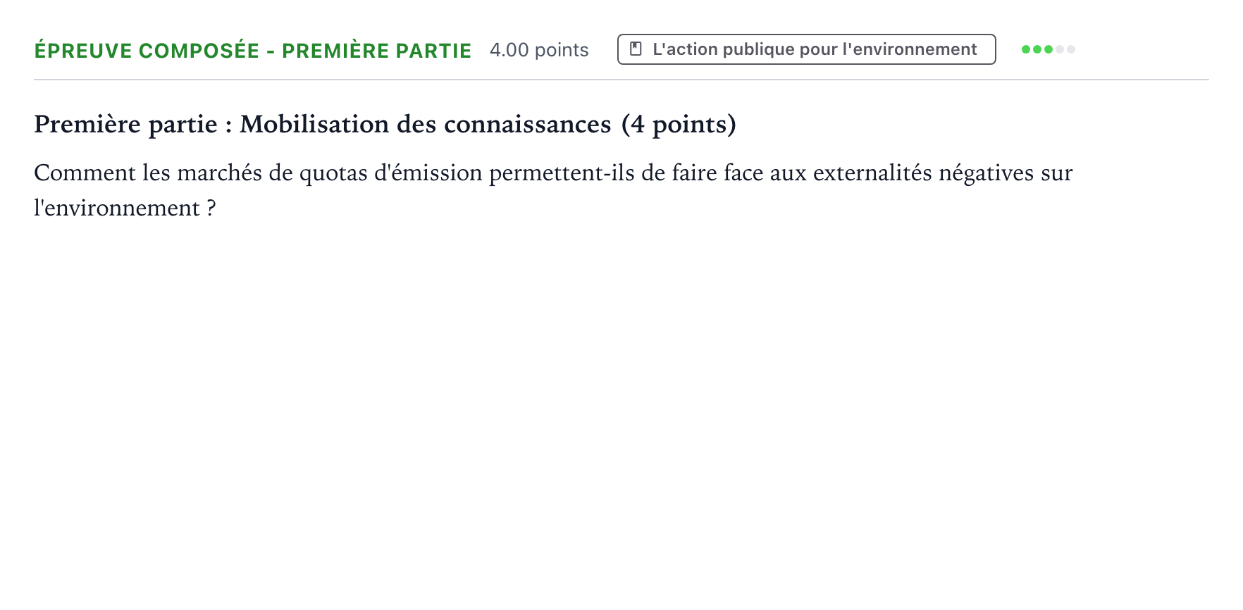 Énoncé: Épreuve composée - Première partie · Bac Sciences Économiques et Sociales La Réunion 2023 (jour 1)