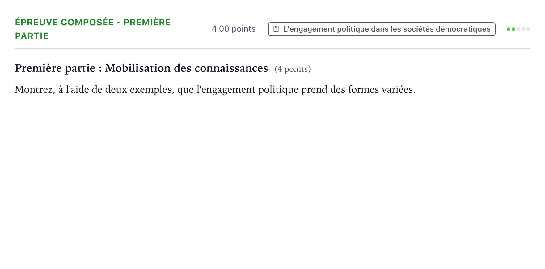 Énoncé: Épreuve composée - Première partie · Bac Sciences Économiques et Sociales La Réunion 2023 (jour 2)