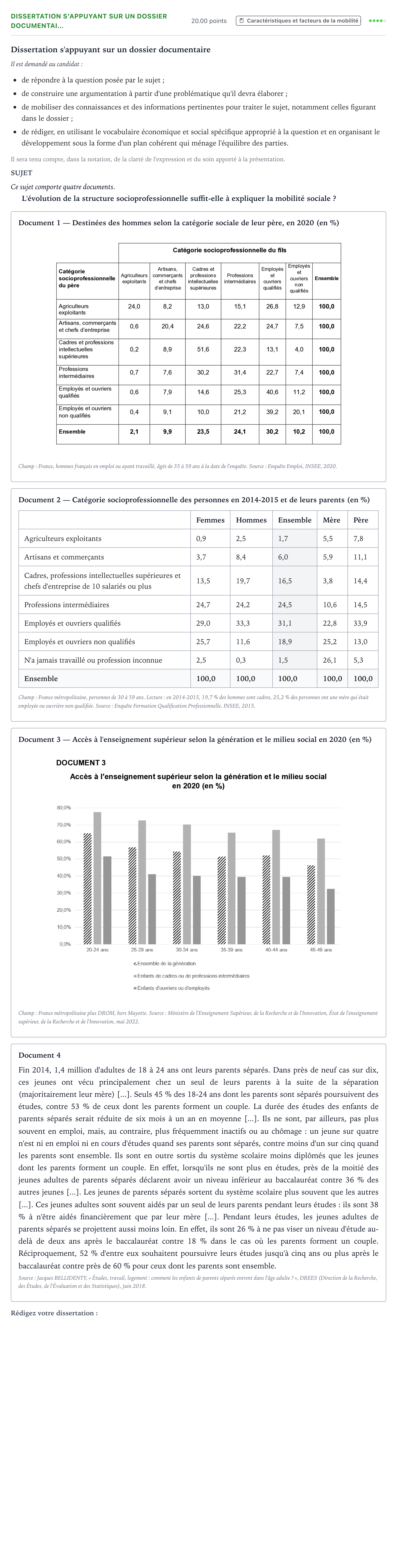 Énoncé: Dissertation s'appuyant sur un dossier documentai… · Bac Sciences Économiques et Sociales Liban 2023 (jour 1)