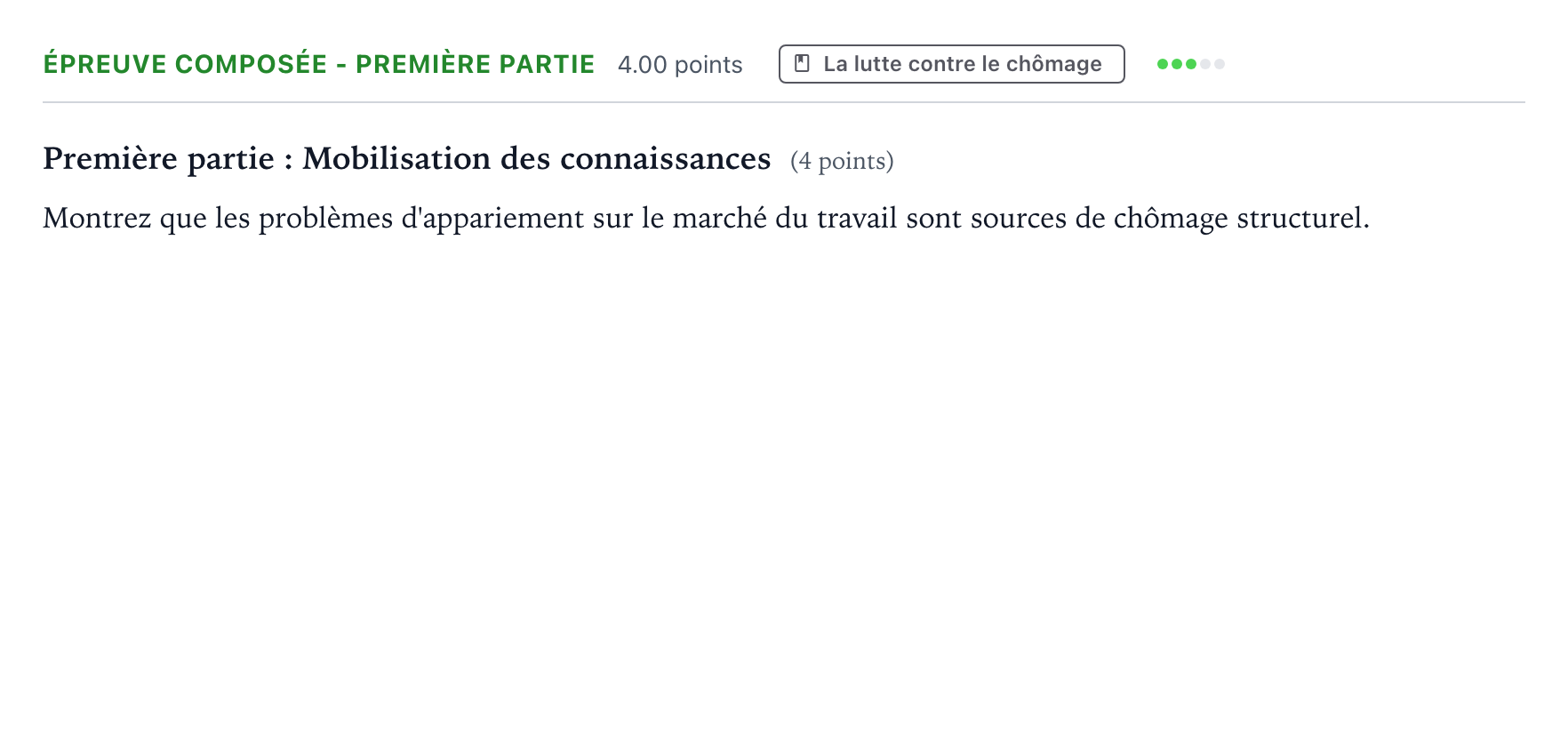Énoncé: Épreuve composée - Première partie · Bac Sciences Économiques et Sociales Liban 2023 (jour 1)