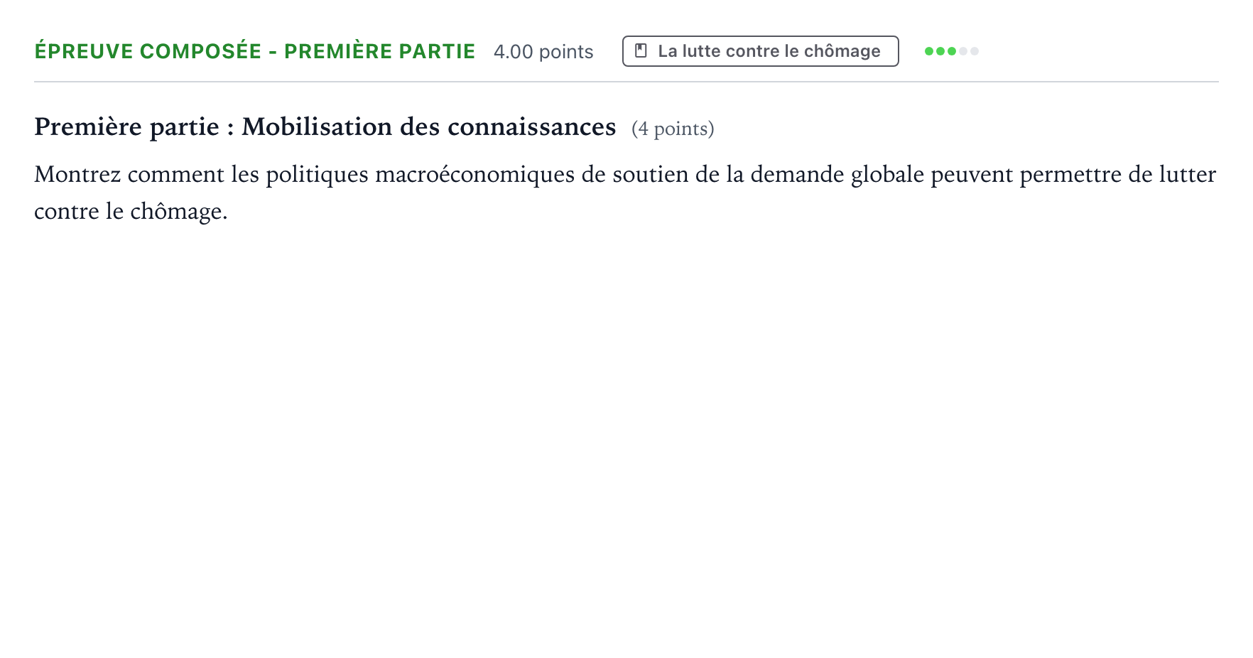 Énoncé: Épreuve composée - Première partie · Bac Sciences Économiques et Sociales Liban 2023 (jour 2)
