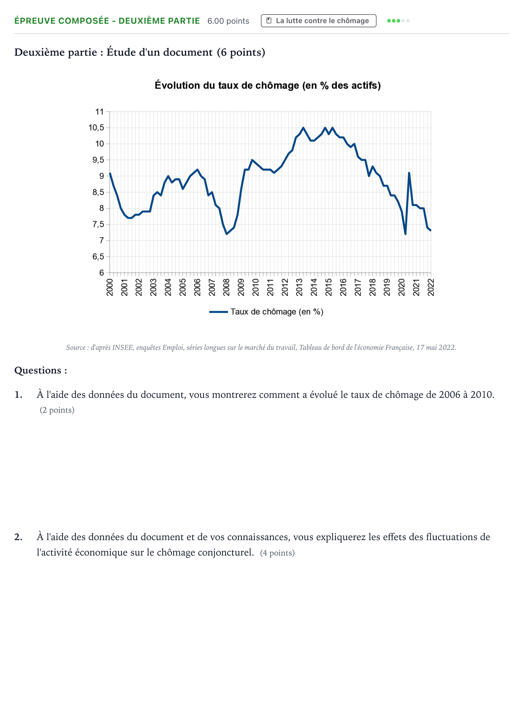 Énoncé: Épreuve composée - Deuxième partie · Bac Sciences Économiques et Sociales Polynésie 2023 (jour 2)