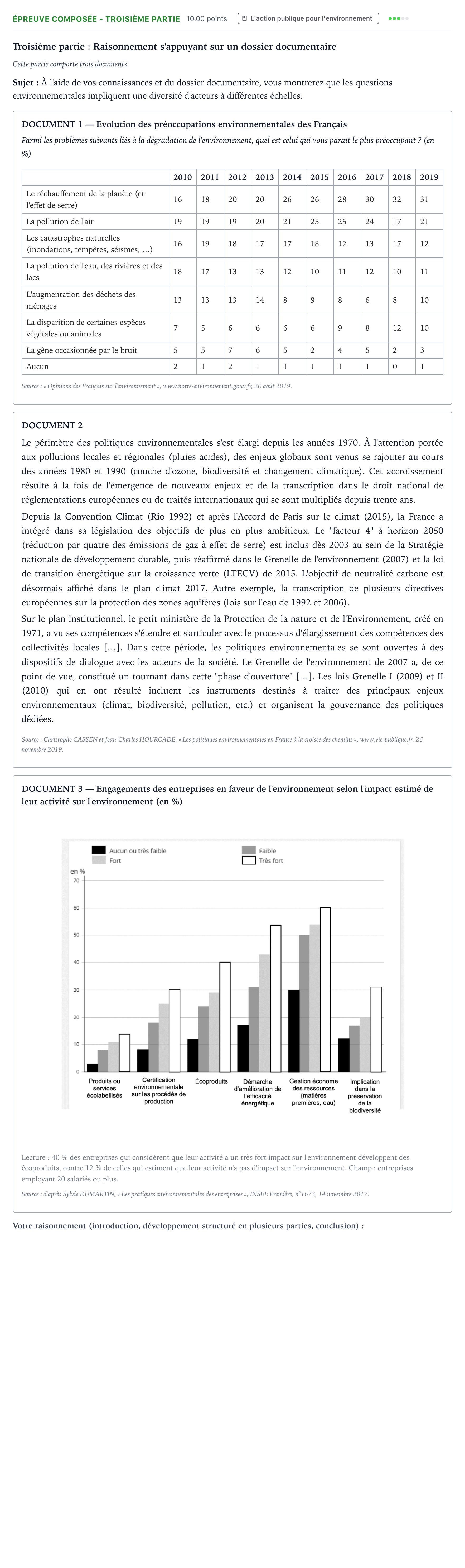 Énoncé: Épreuve composée - Troisième partie · Bac Sciences Économiques et Sociales Polynésie 2023 (jour 2)