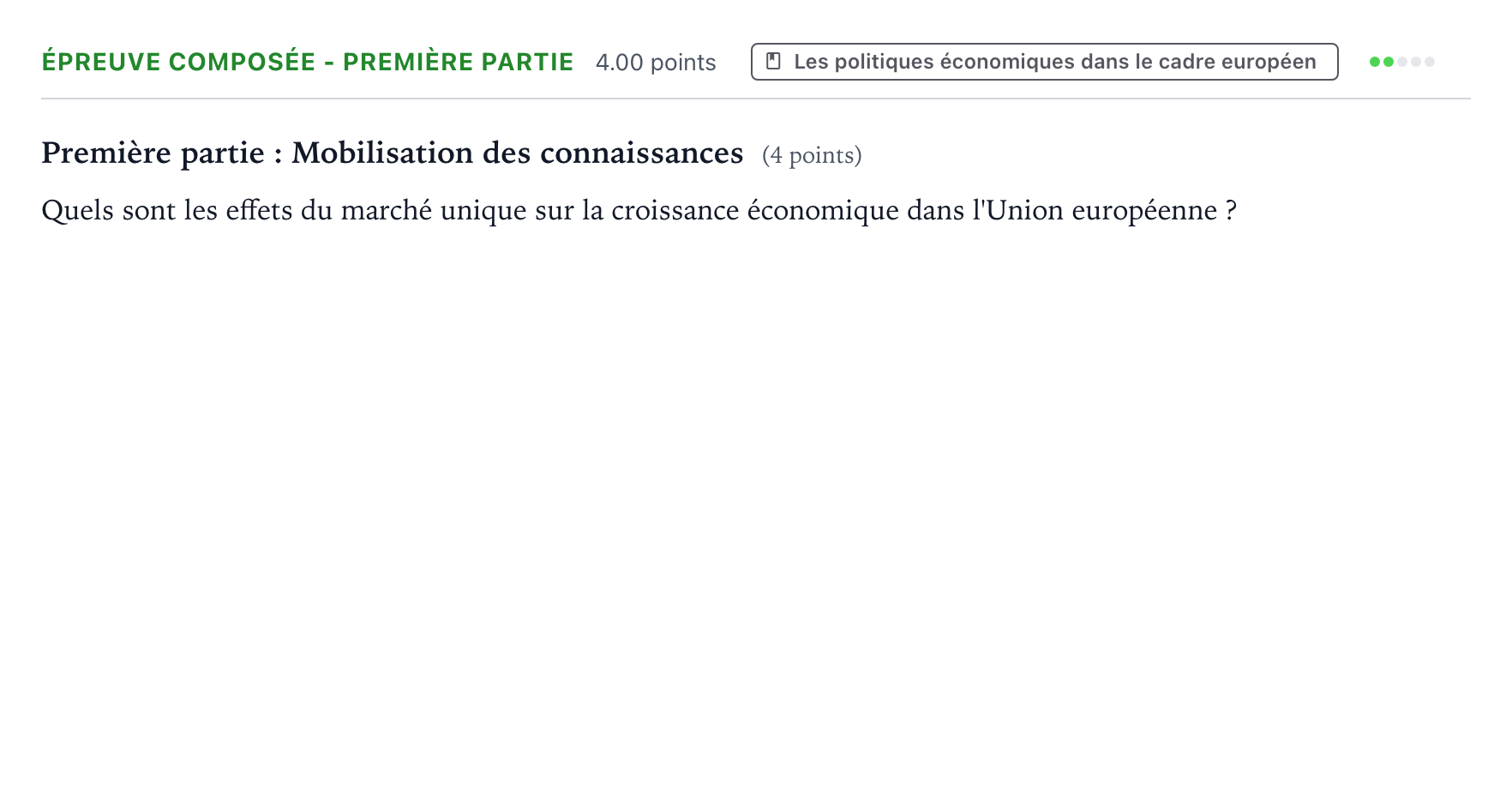 Énoncé: Épreuve composée - Première partie · Bac Sciences Économiques et Sociales Amérique du Nord 2024 (jour 1)