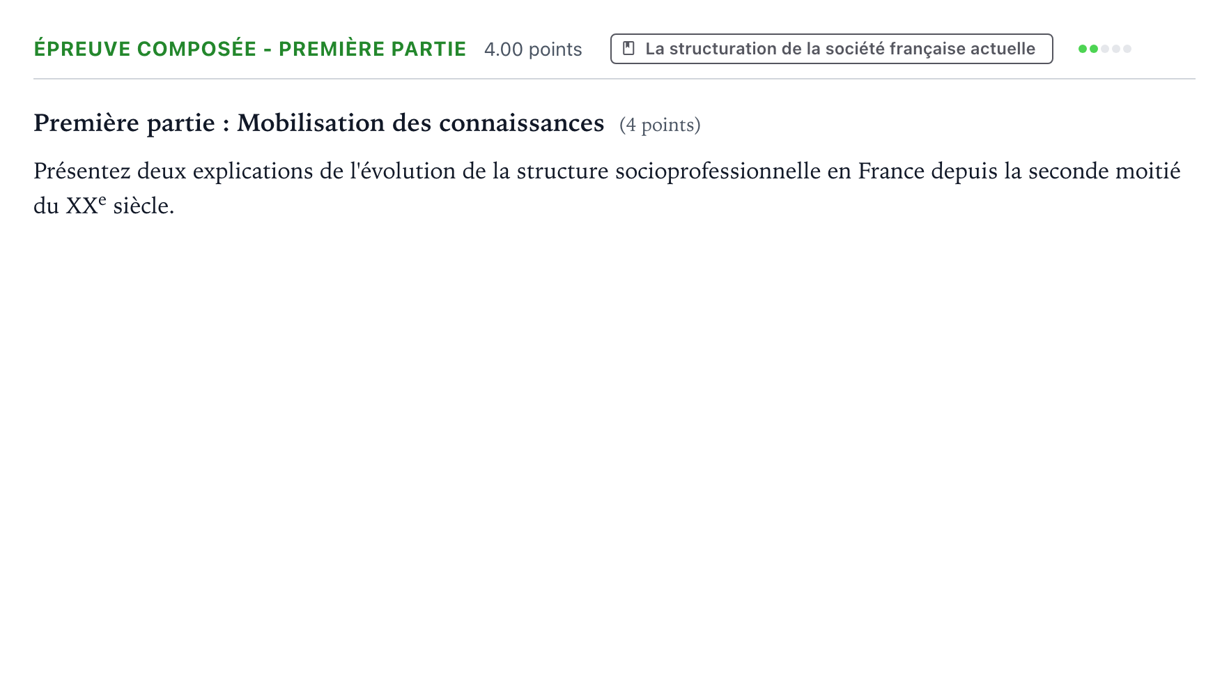 Énoncé: Épreuve composée - Première partie · Bac Sciences Économiques et Sociales Asie 2024 (jour 1)