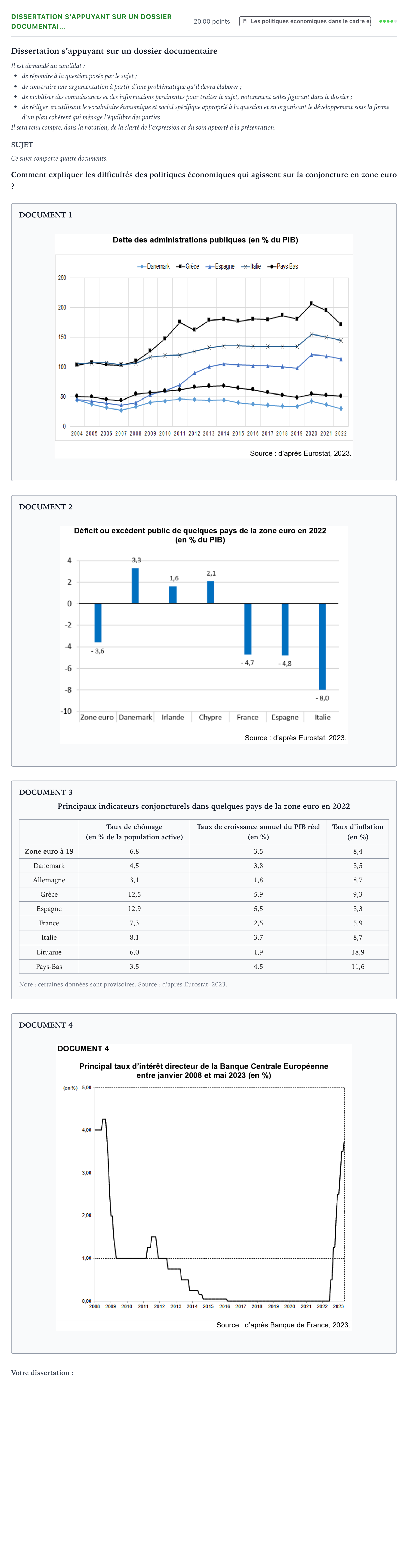 Énoncé: Dissertation s'appuyant sur un dossier documentai… · Bac Sciences Économiques et Sociales Asie 2024 (jour 2)