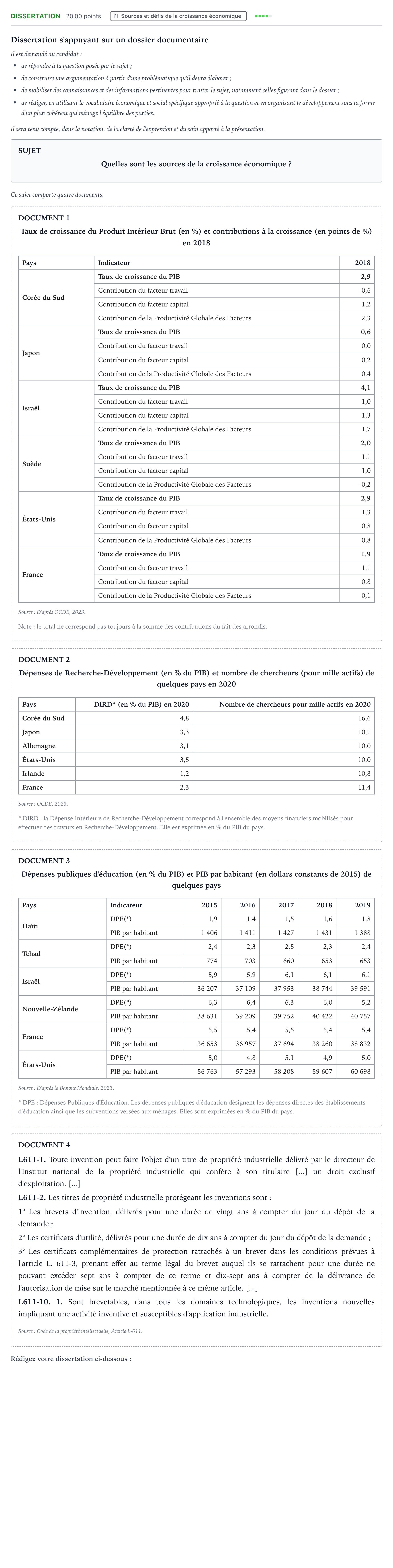 Énoncé: Dissertation · Bac Sciences Économiques et Sociales Centres étrangers (Afrique) 2024 (jour 1)