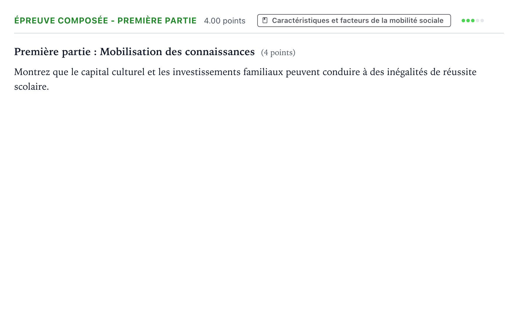 Énoncé: Épreuve composée - Première partie · Bac Sciences Économiques et Sociales Centres étrangers (Afrique) 2024 (jour 2)