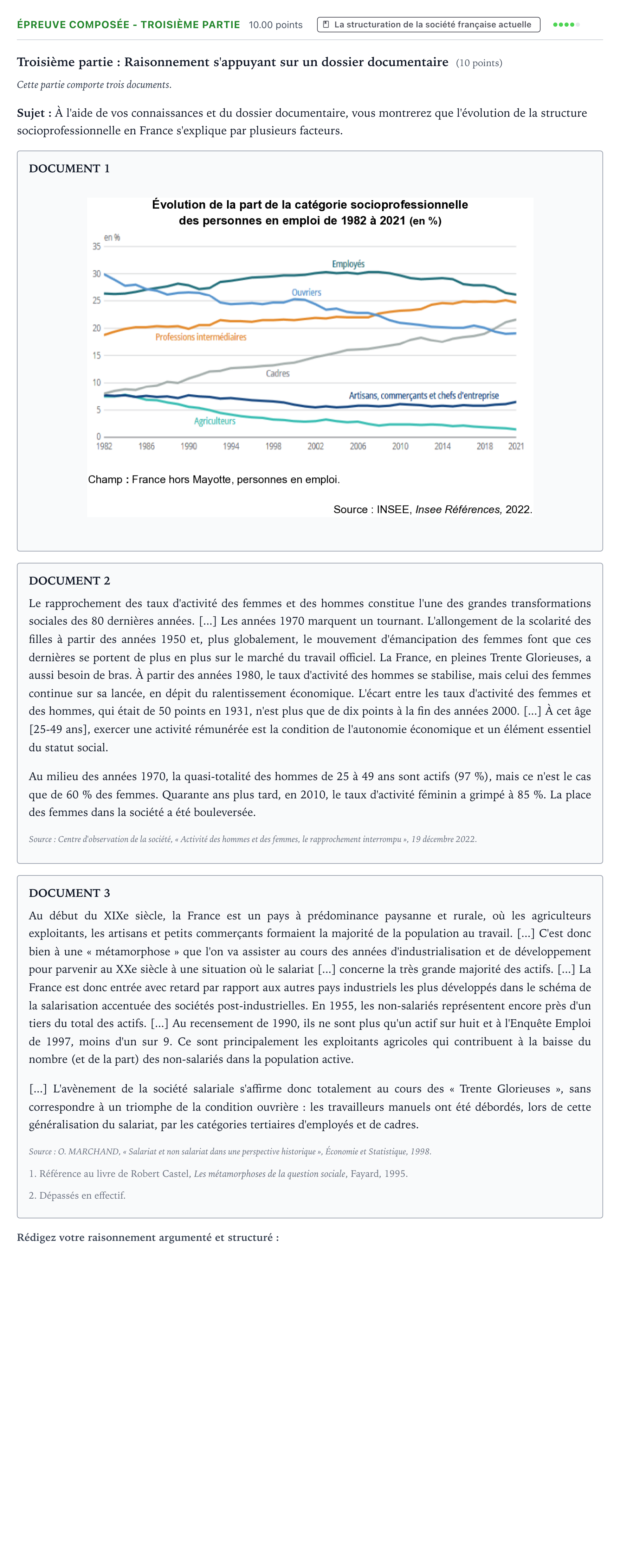 Énoncé: Épreuve composée - Troisième partie · Bac Sciences Économiques et Sociales Centres étrangers (Afrique) 2024 (jour 2)
