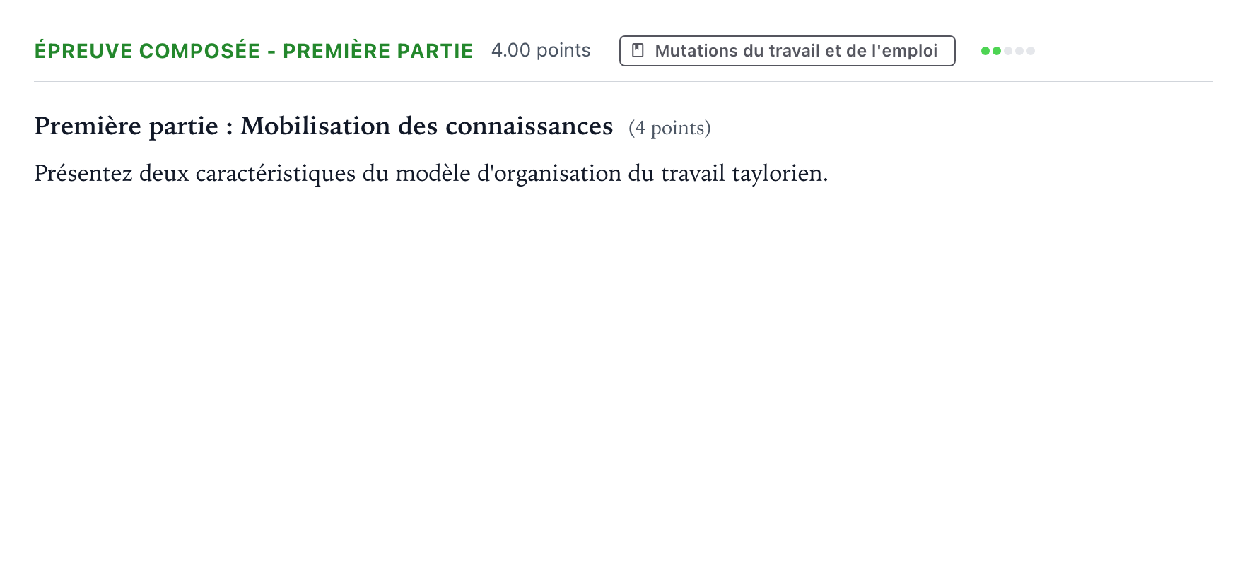 Énoncé: Épreuve composée - Première partie · Bac Sciences Économiques et Sociales Métropole 1 remplacement 2024