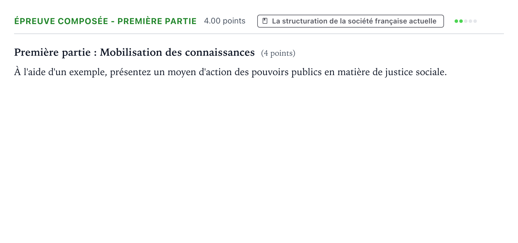 Énoncé: Épreuve composée - Première partie · Bac Sciences Économiques et Sociales Métropole 2 remplacement 2024