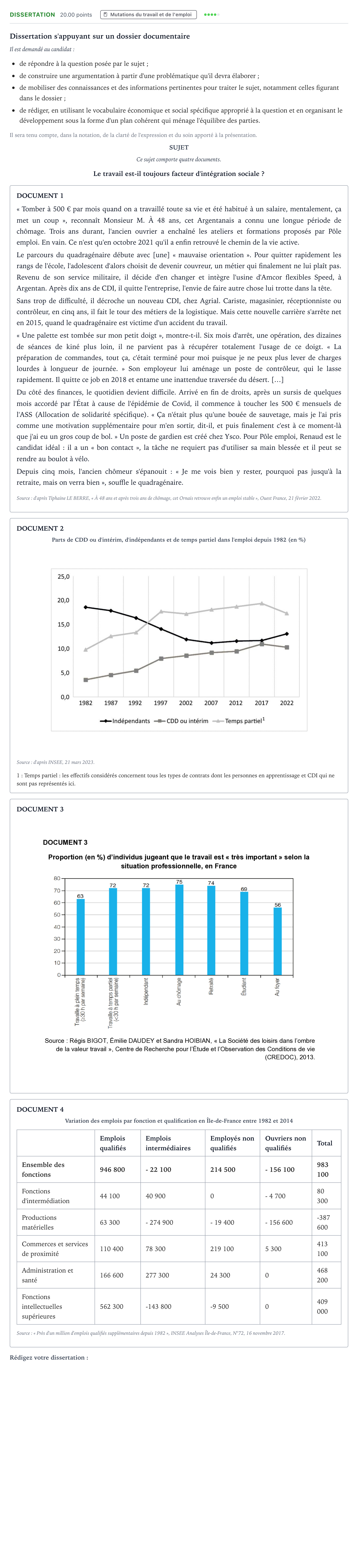 Énoncé: Dissertation · Bac Sciences Économiques et Sociales Polynésie 2024 (jour 1)
