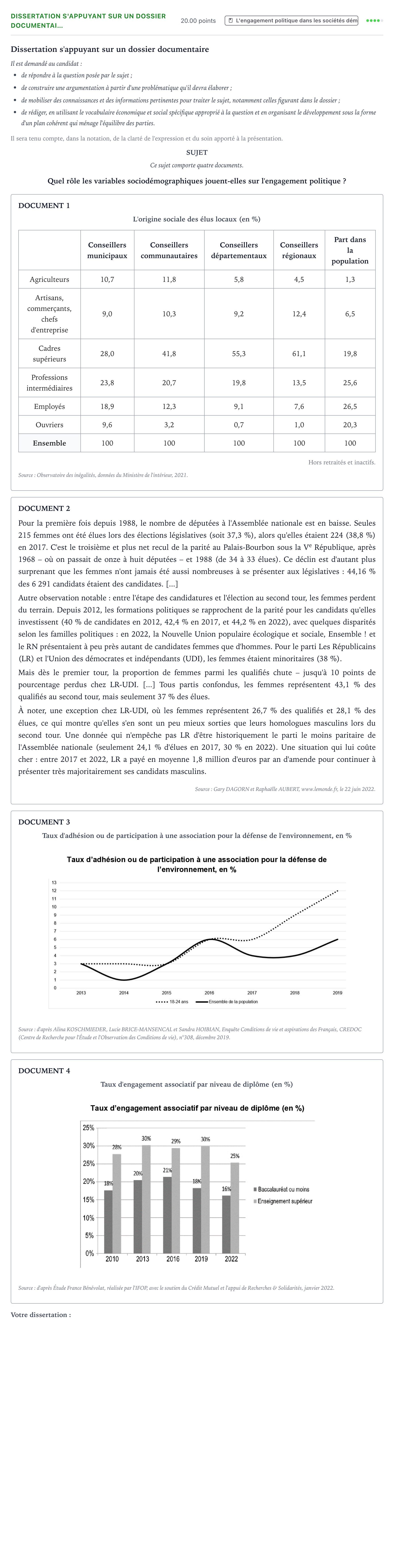 Énoncé: Dissertation s'appuyant sur un dossier documentai… · Bac Sciences Économiques et Sociales Polynésie 2024 (jour 2)