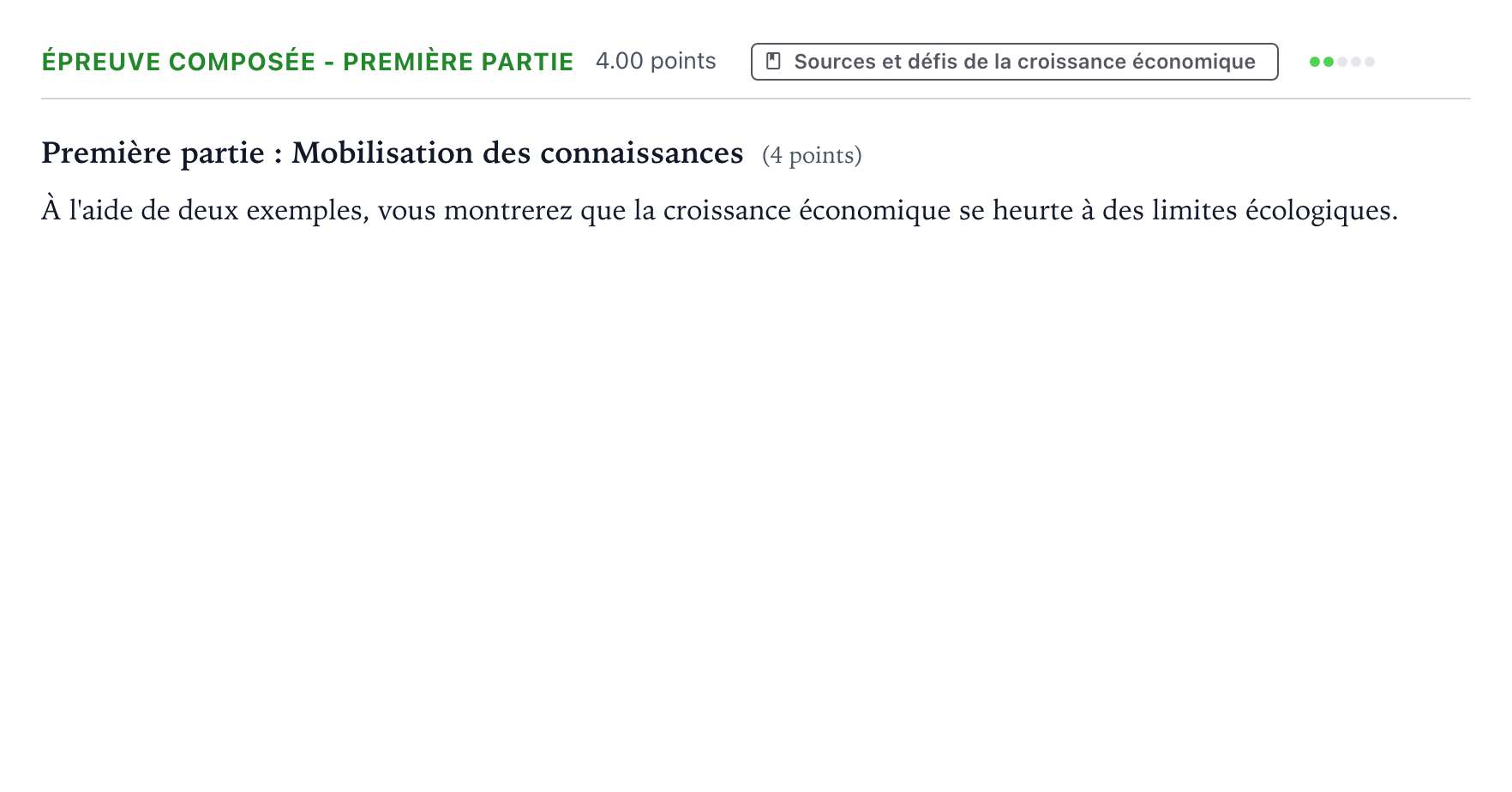 Énoncé: Épreuve composée - Première partie · Bac Sciences Économiques et Sociales Polynésie 2024 (jour 2)