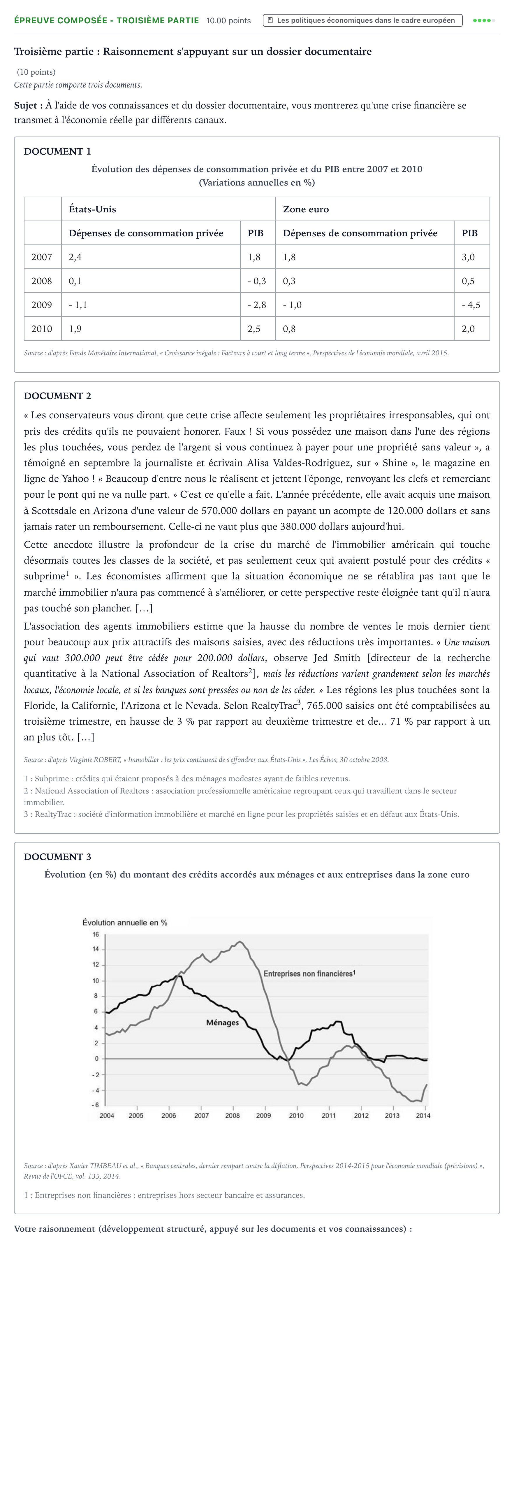 Énoncé: Épreuve composée - Troisième partie · Bac Sciences Économiques et Sociales Polynésie 2024 (jour 2)
