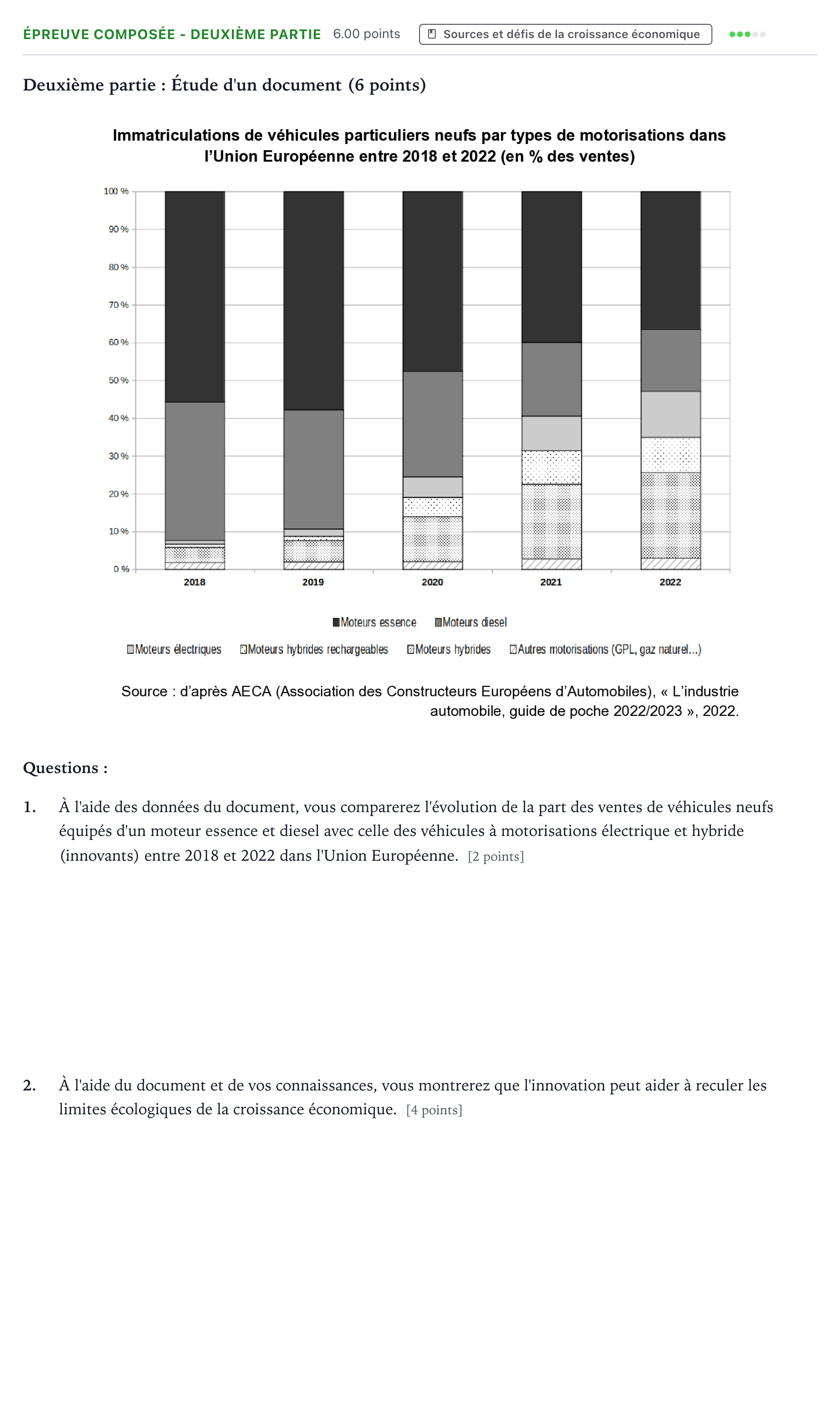 Énoncé: Épreuve composée - Deuxième partie · Bac Sciences Économiques et Sociales Suède 2024 (jour 2)