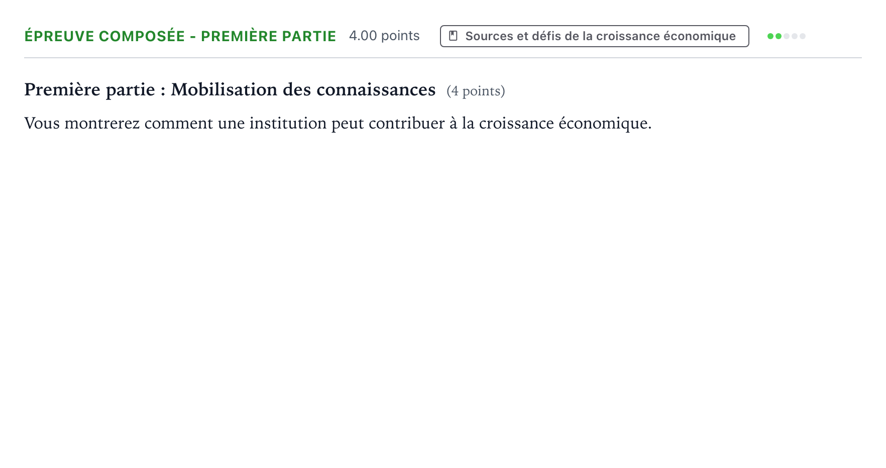 Énoncé: Épreuve composée - Première partie · Bac Sciences Économiques et Sociales Amérique du Nord 2025 (jour 2)